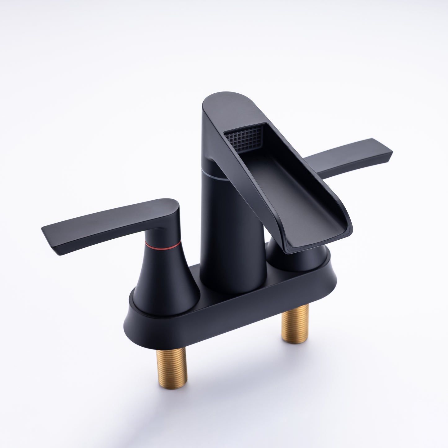 WaterSong Matte Black 2-Handle Bathroom Sink Faucet with Waterfall Spout