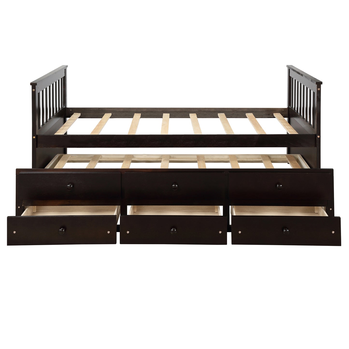 Captain's Bed Twin Daybed with Trundle Bed and Storage Drawers, Espresso