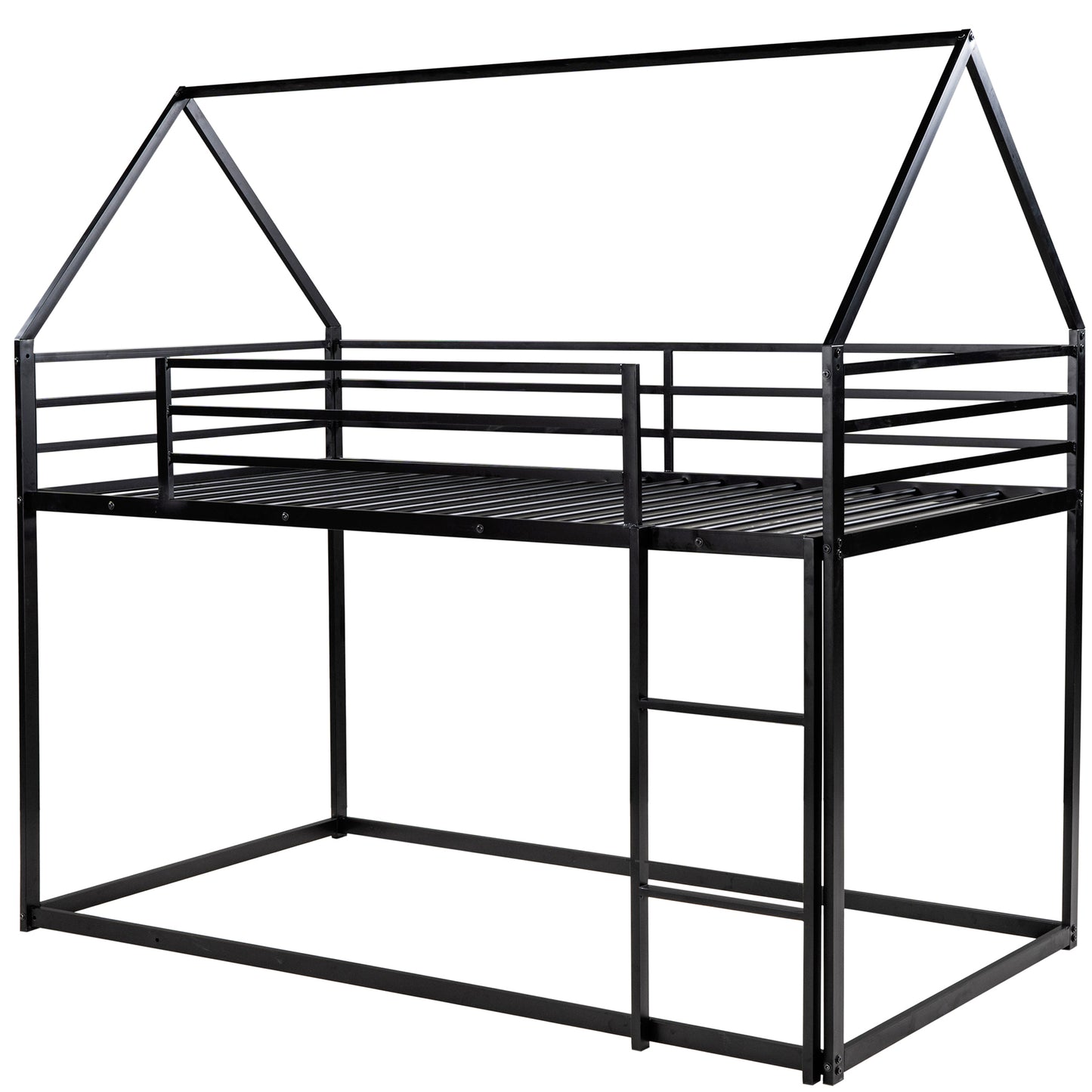 Whimsical Black Metal Twin over Twin Bunk Bed with Slide