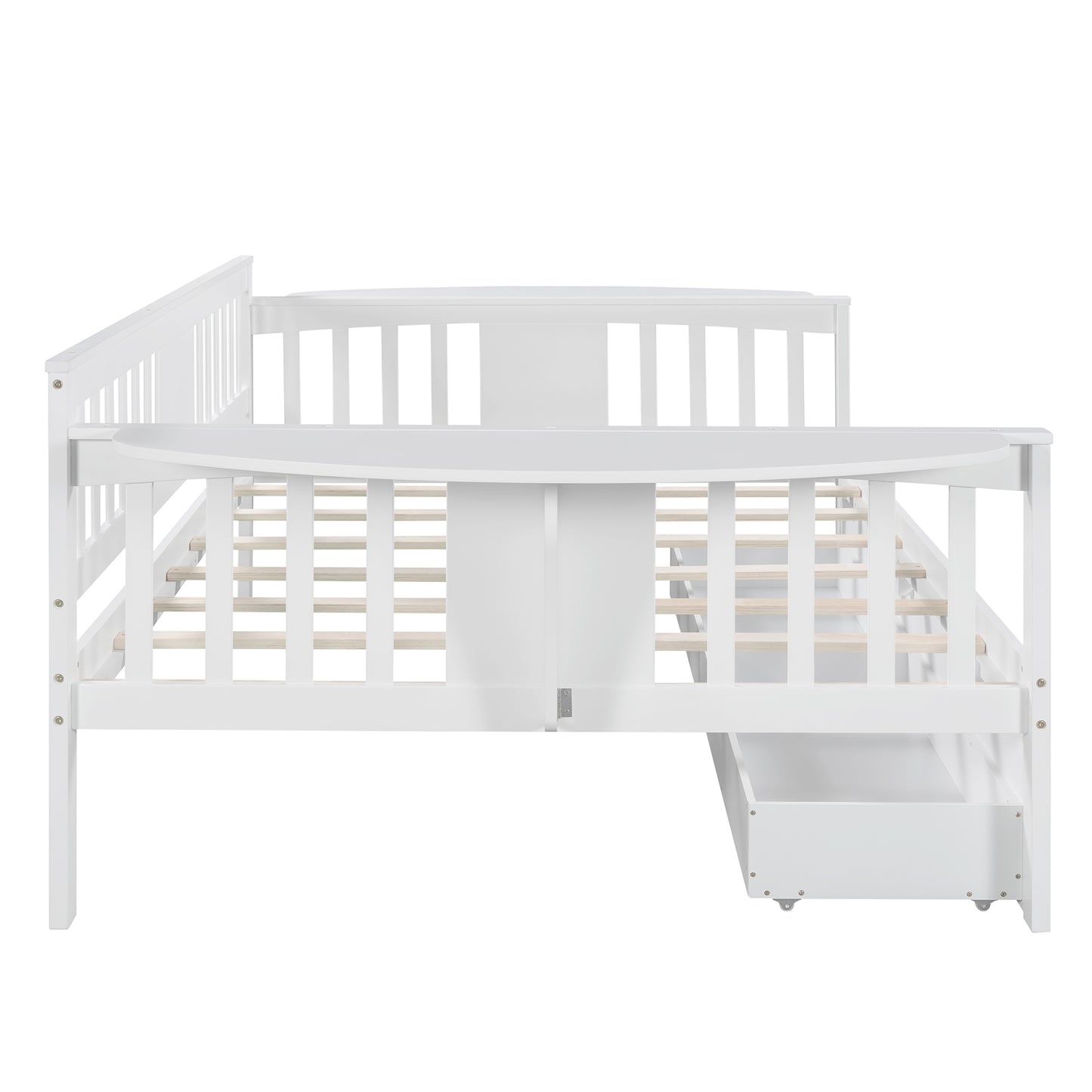 Full size Daybed with Two Drawers, Wood Slat Support, White