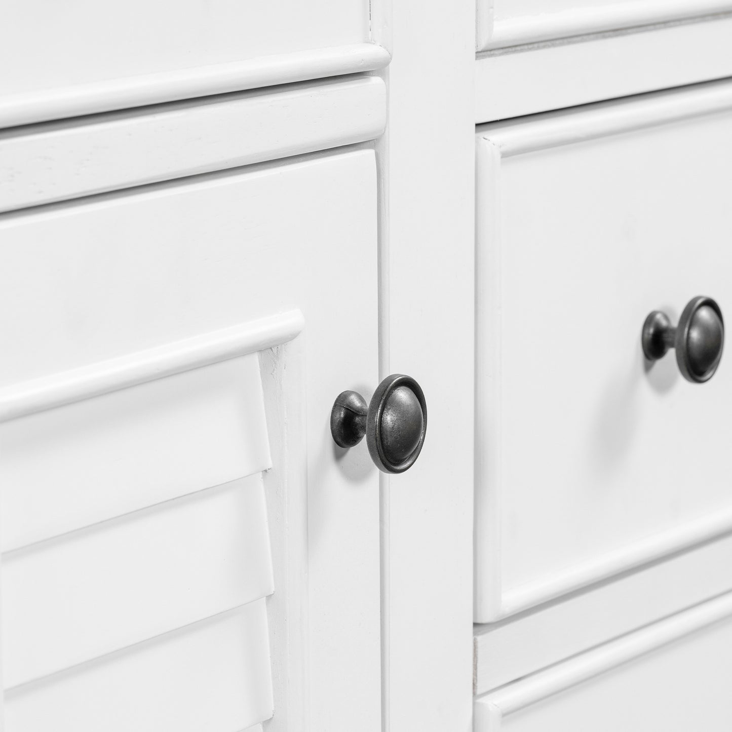 36" Bathroom Vanity without Sink, Cabinet Base Only, Two Cabinets and Five Drawers, Solid Wood Frame, White