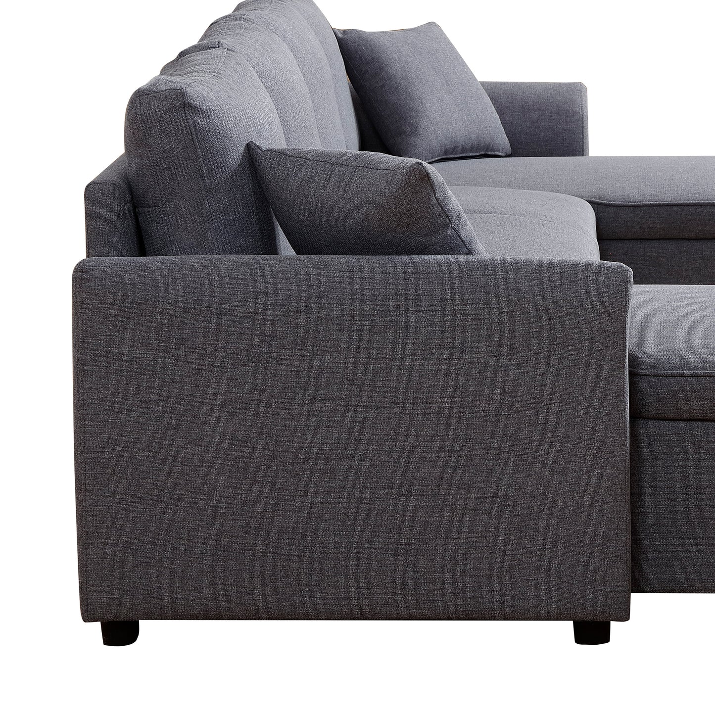 Artemax  U-Shape Pull-out Sleeper Sectional Sofa with Double Storage Spaces ,Dark gray