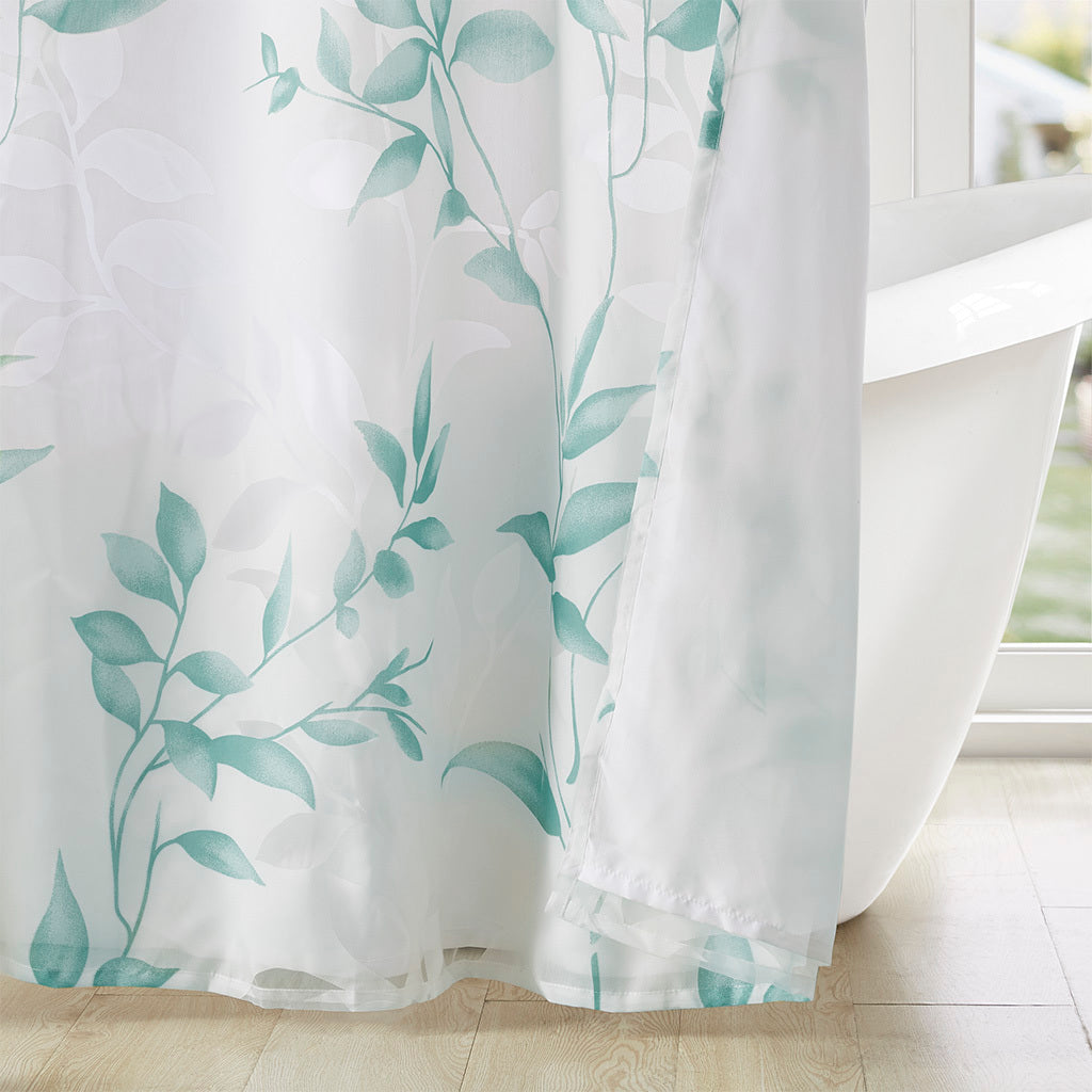 Seafoam Botanical Burnout Shower Curtain by Madison Park