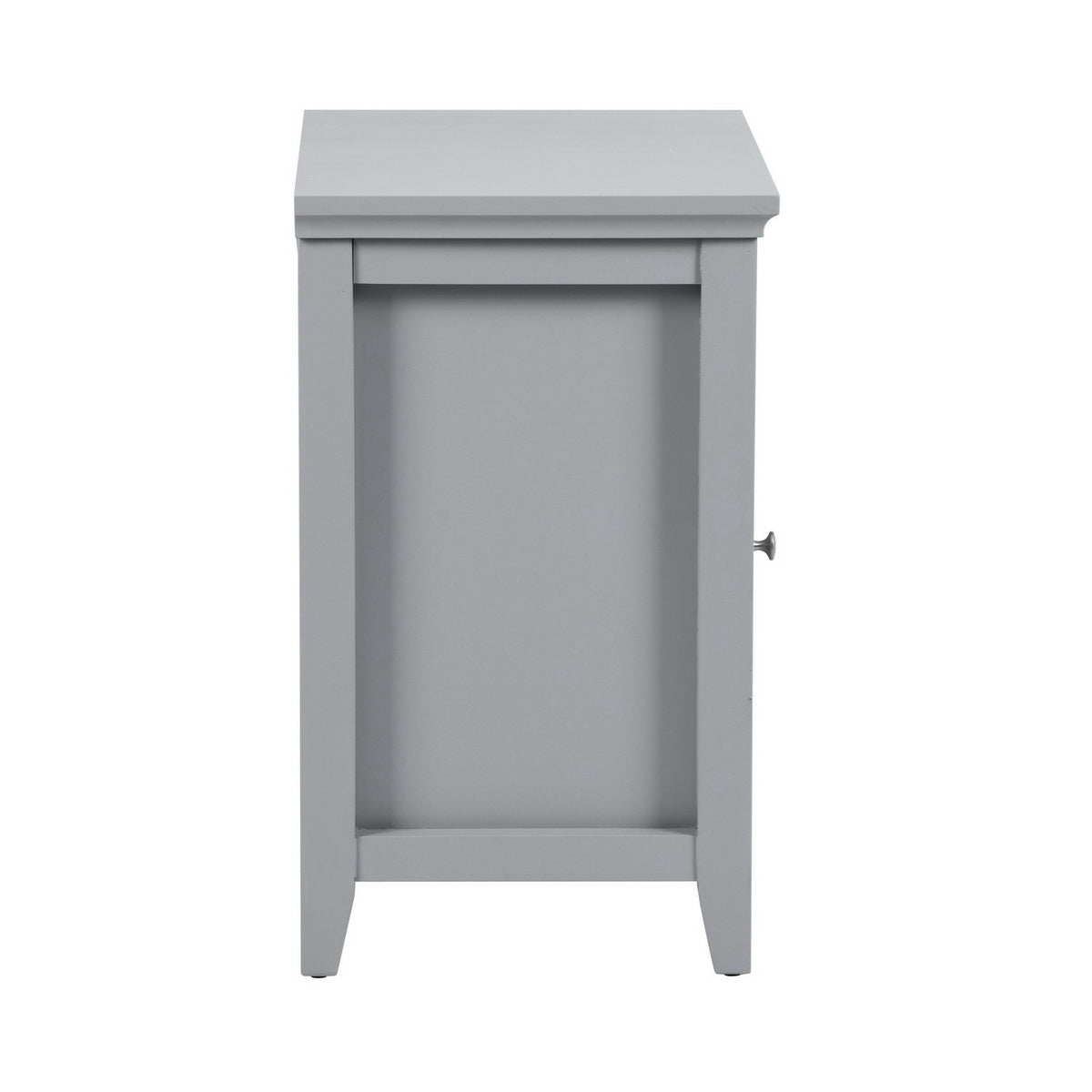 Bedroom Small Bedside Table/Night Stand with Open door Storage Compartments, grey