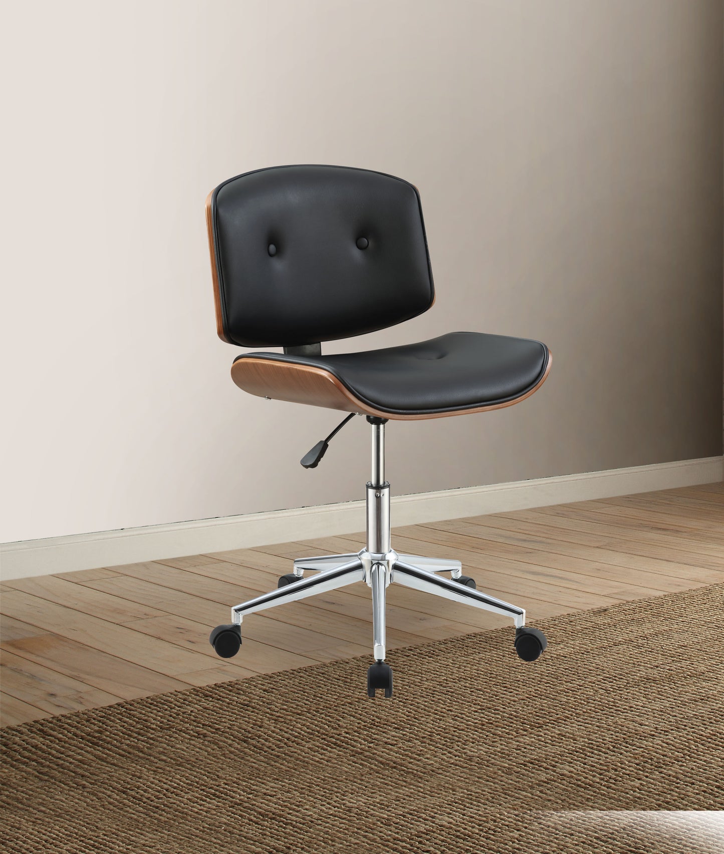 Camila Office Chair in Black PU & Walnut 92418