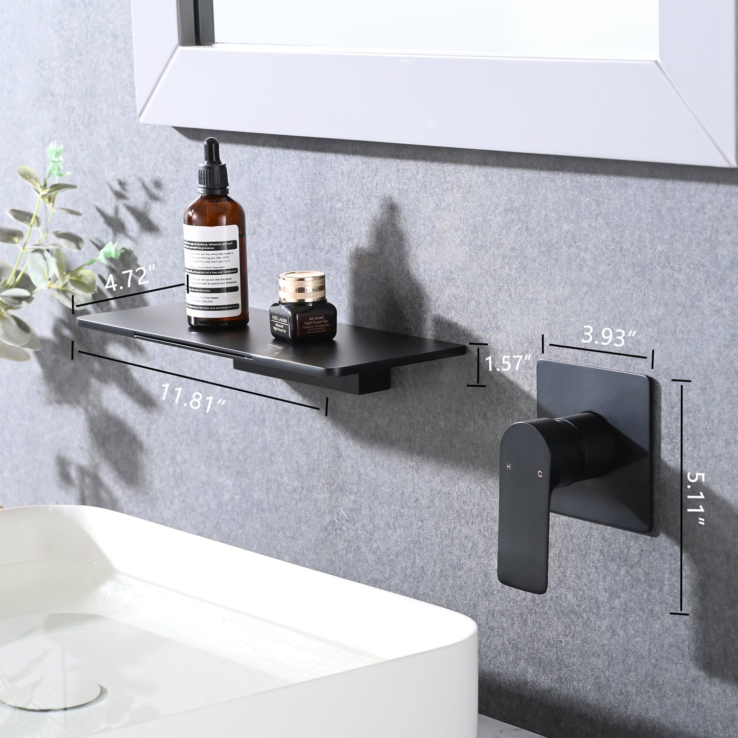 Wall Mounted Stainless Steel Single Handle Waterfall Bathroom Sink Faucet