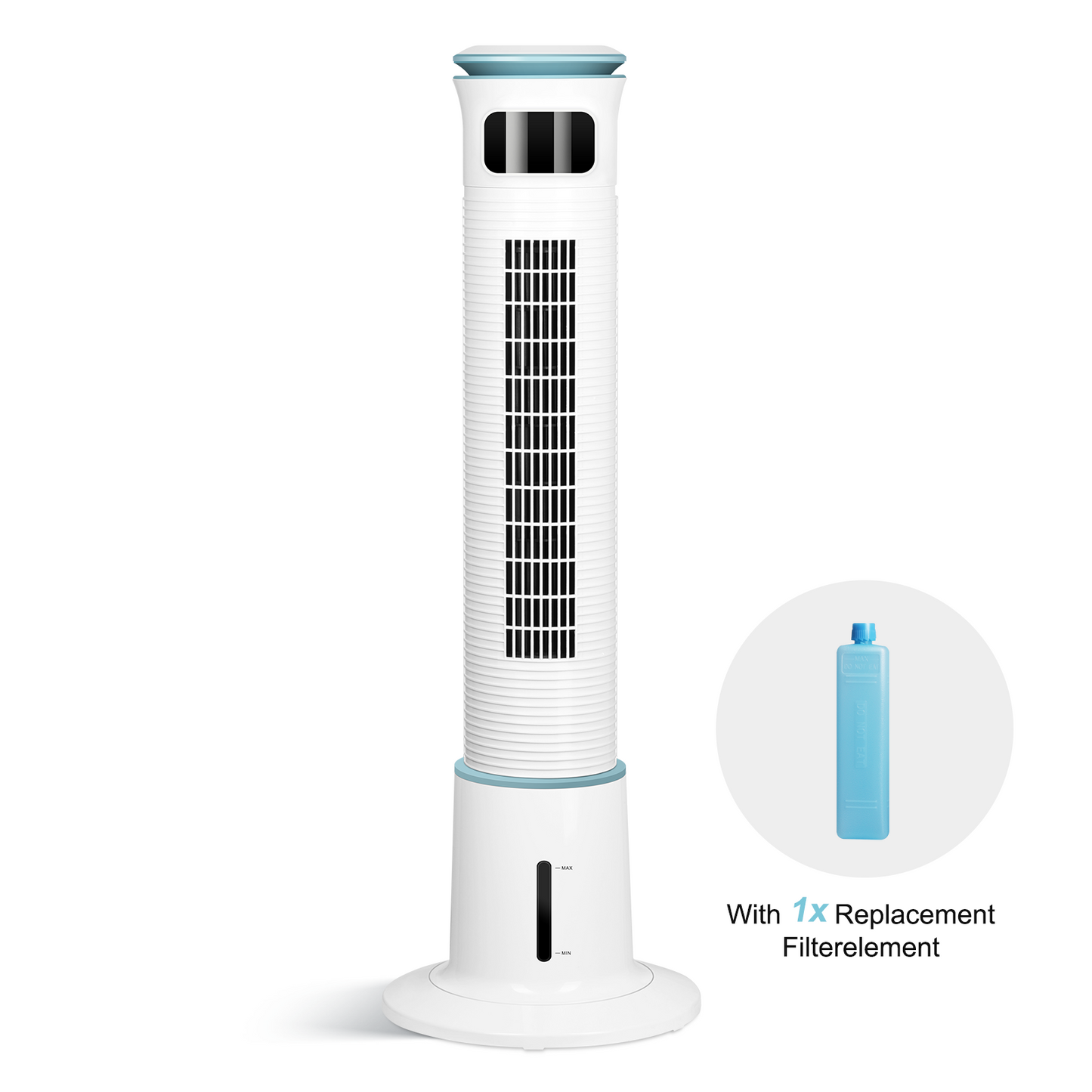 Refreshing Breeze Tower Fan with Mist Function, Adjustable Speeds & Timer, Low Noise, 43 Inches, White