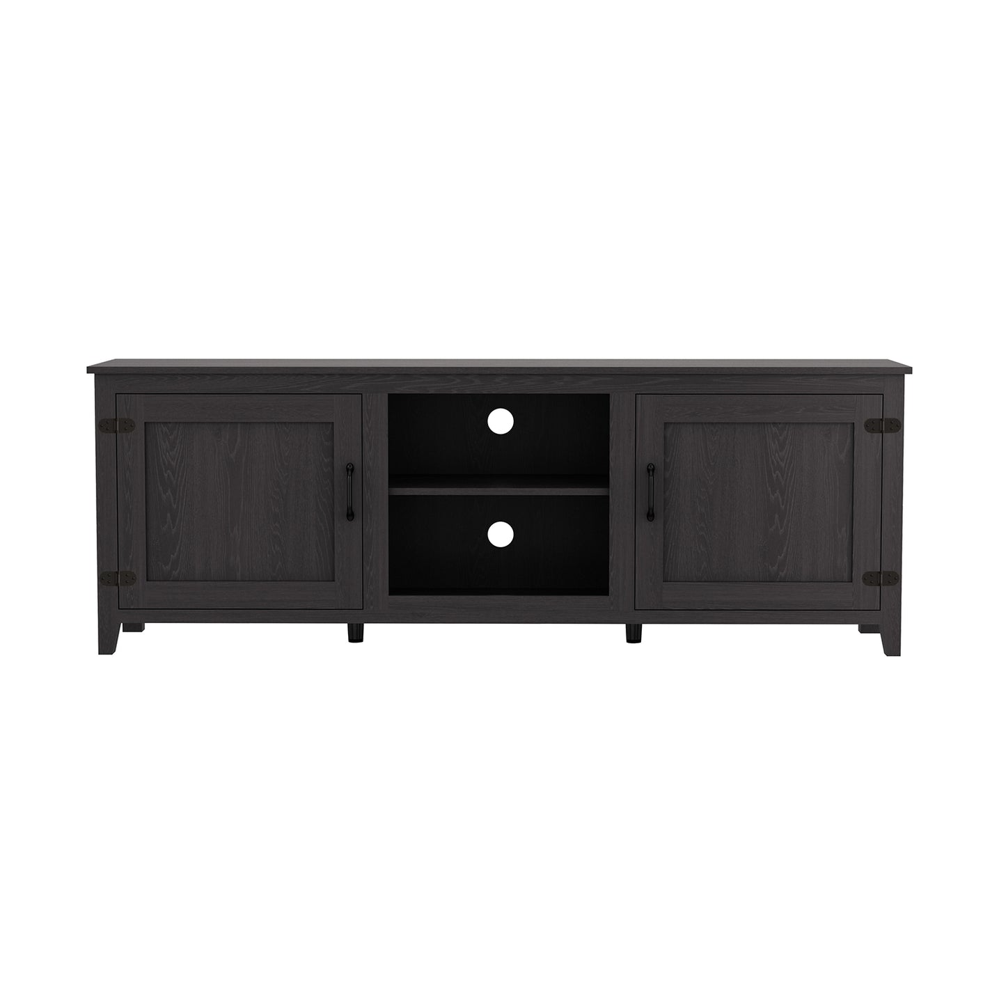 Traditional Black TV Stand with Spacious Storage and Durable Design