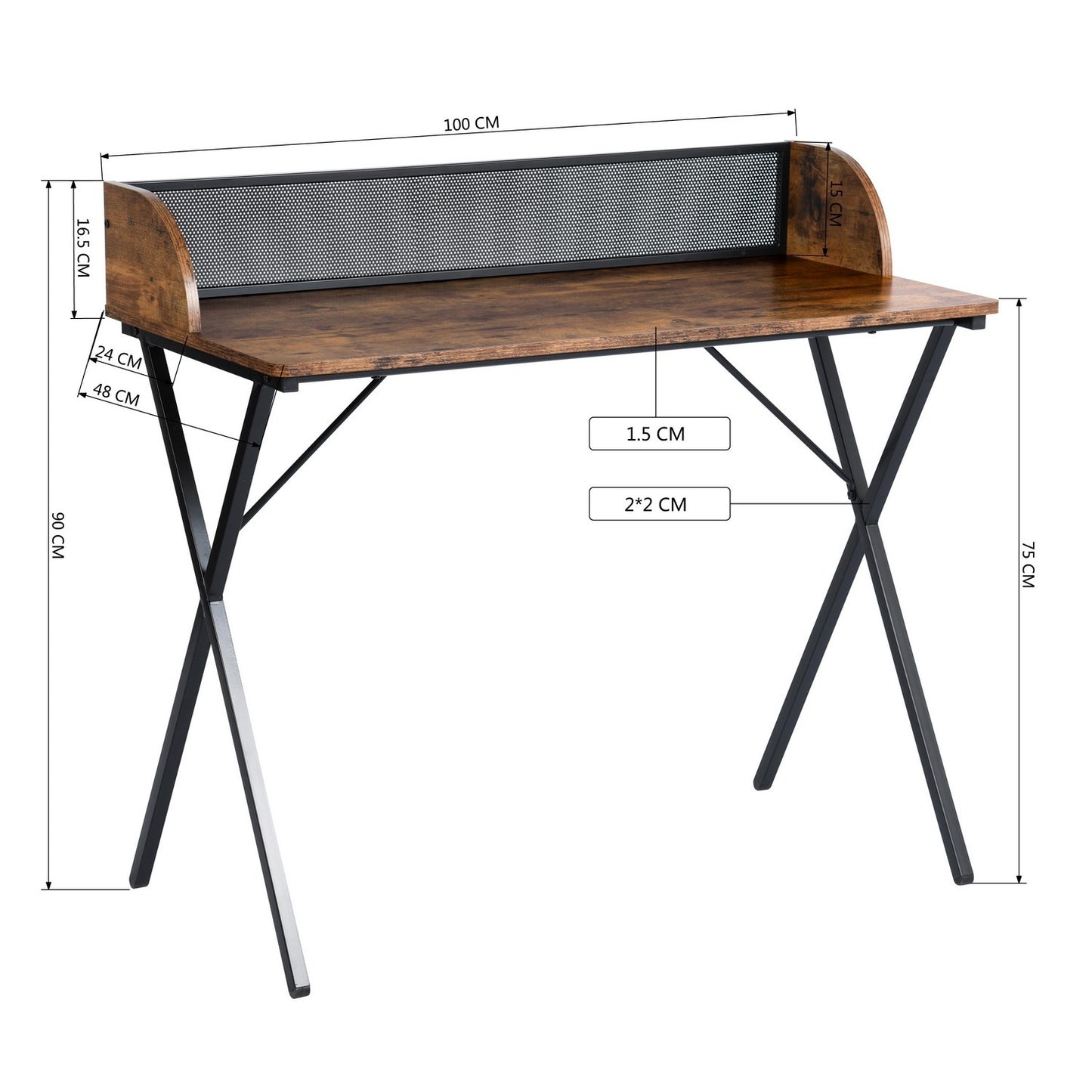 Rectangular Black Computer Desk with Sturdy Metal Legs