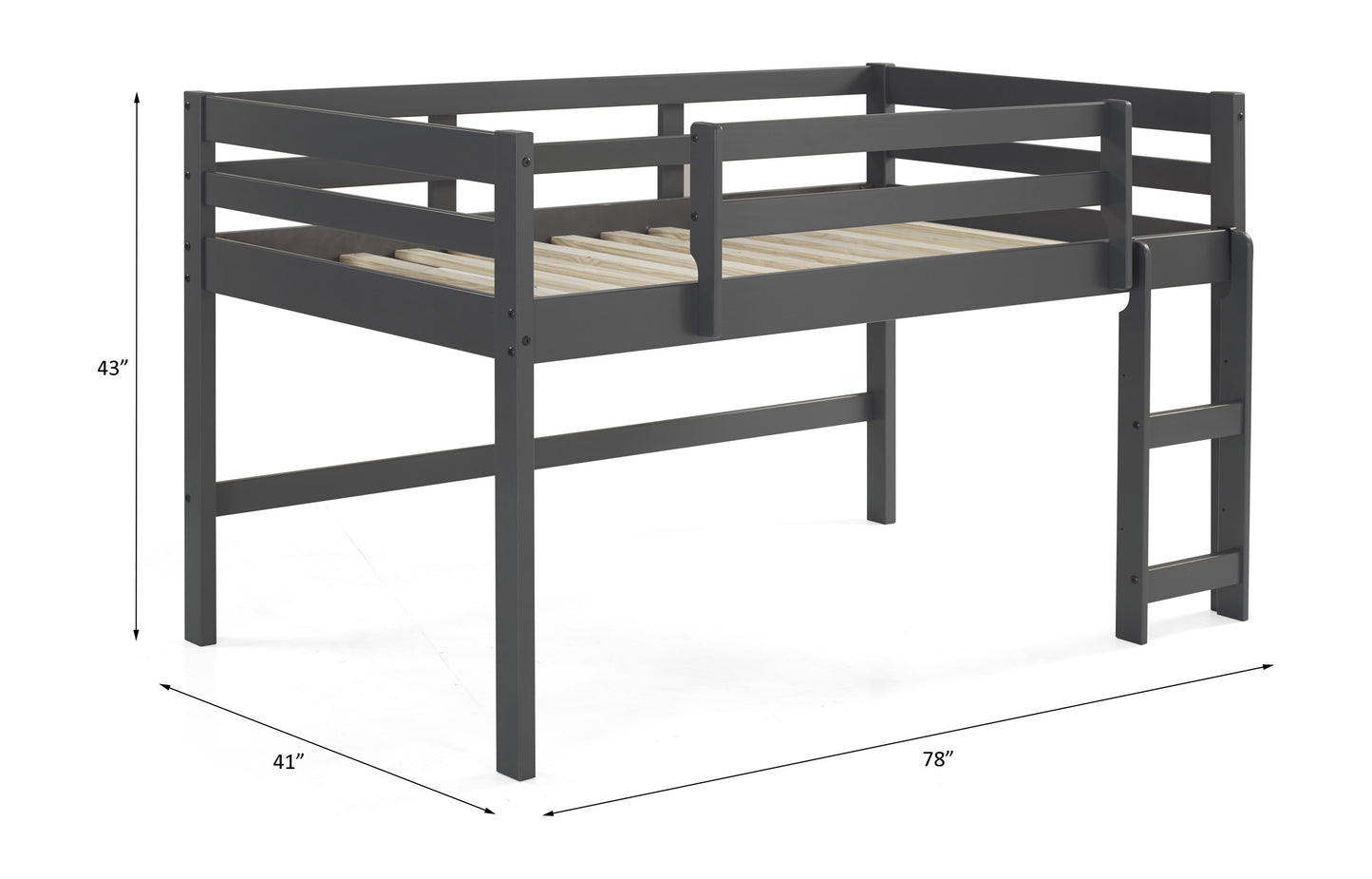 Lara Twin Loft Bed, Gray Finish 38255