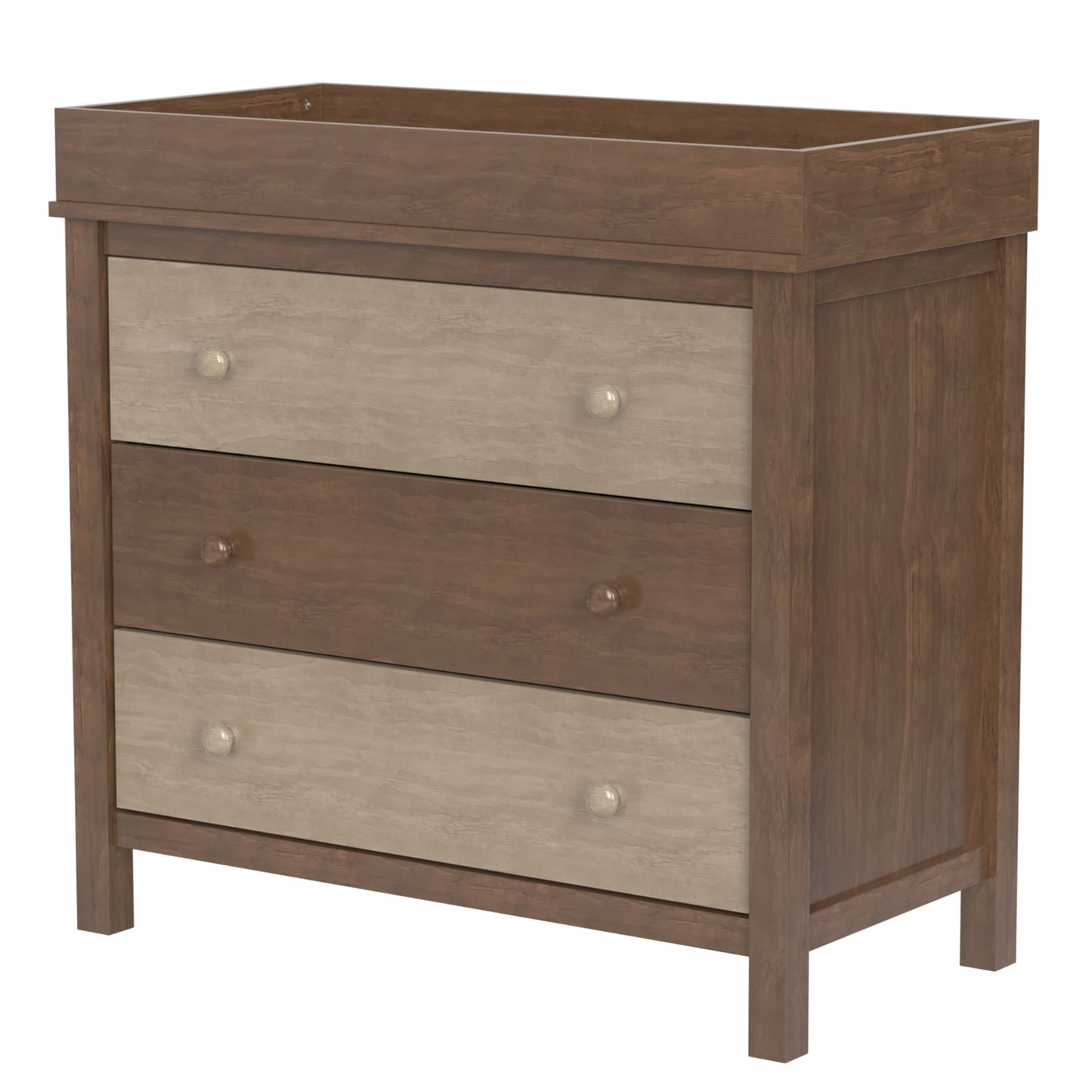 3-Drawer Changer Dresser with Removable Changing Tray in Brown