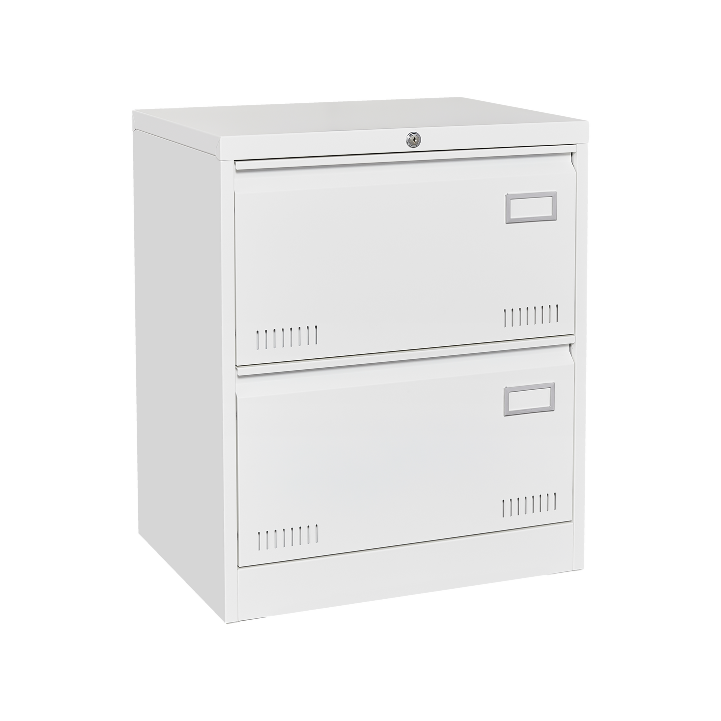 2 Drawer White Metal Lateral File Cabinet with Lock for Home Office