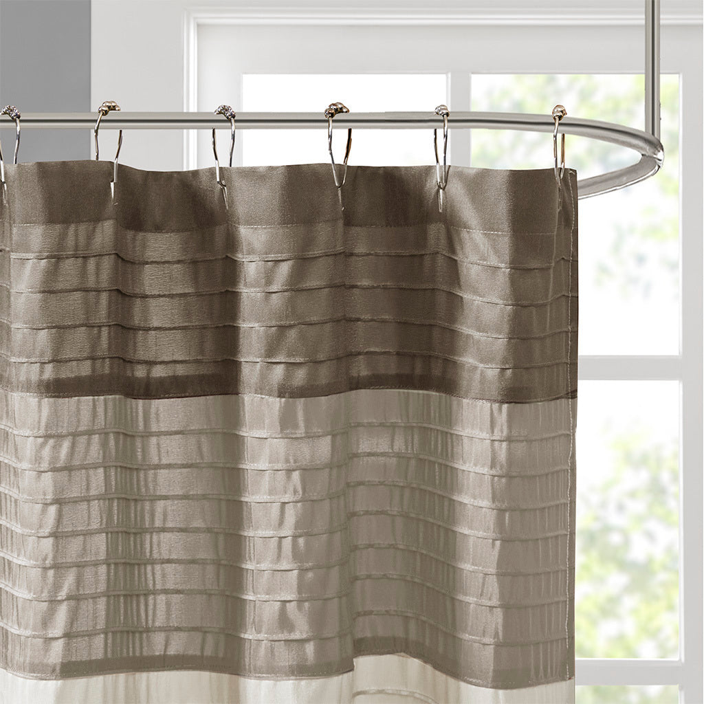 Exquisite Pintucked Faux Silk Shower Curtain