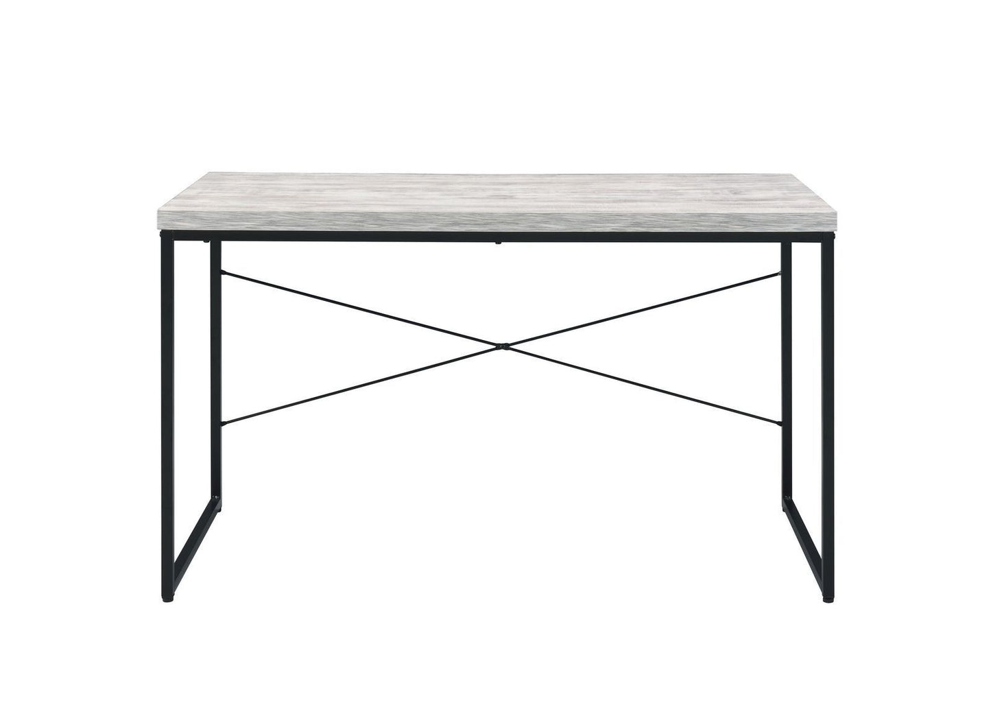 Jurgen Antique White and Black Industrial Desk with Faux Concrete Top