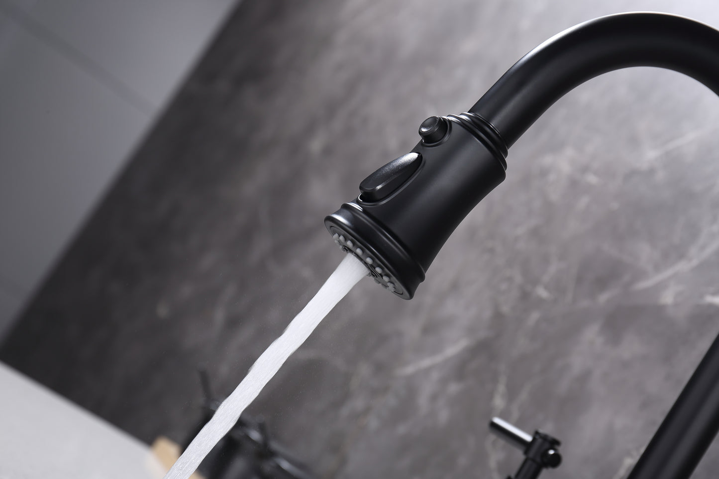 Bridge Kitchen Faucet with Pull-Down Sprayhead in Spot