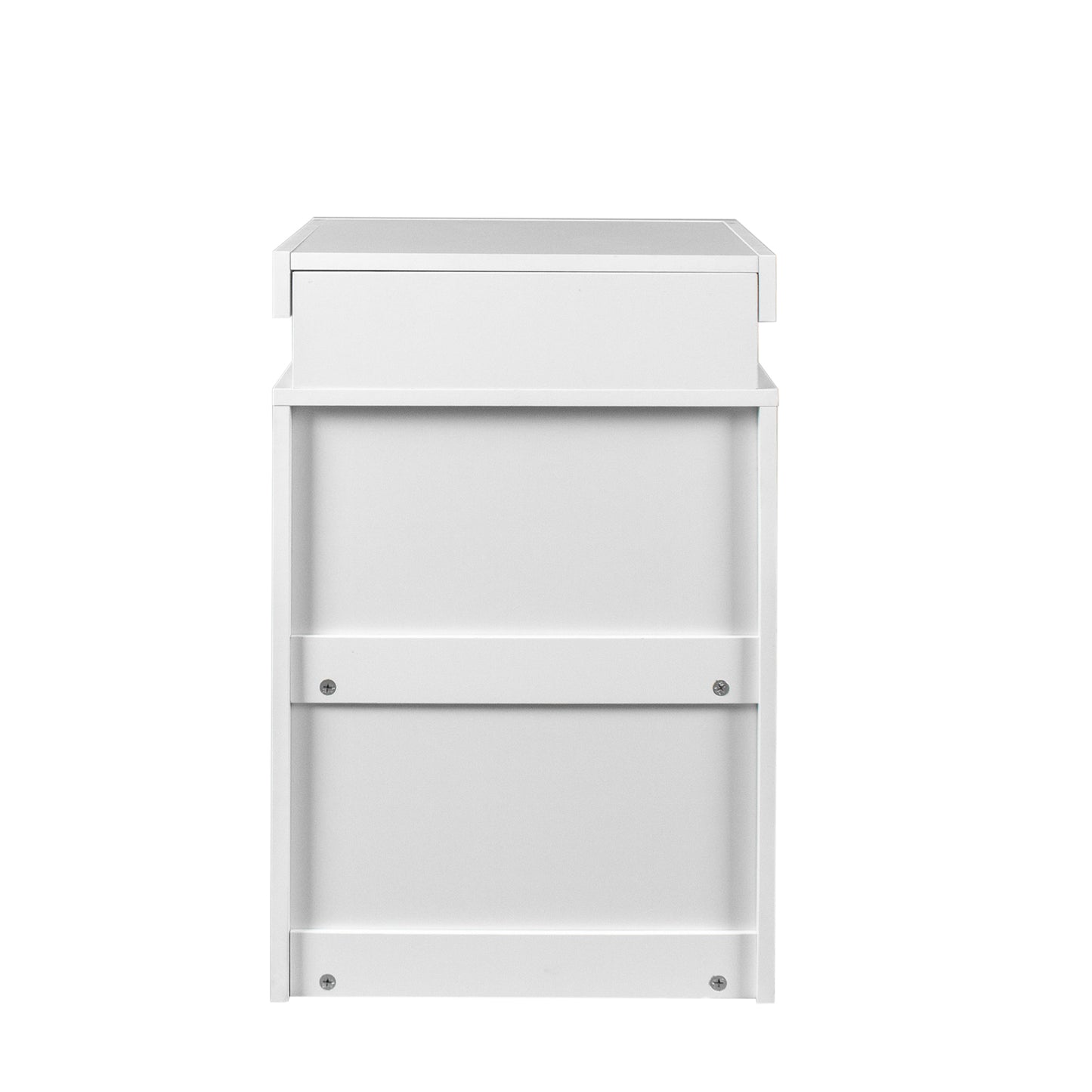 Sleek White High Gloss Nightstand with LED Lights and 3 Spacious Drawers