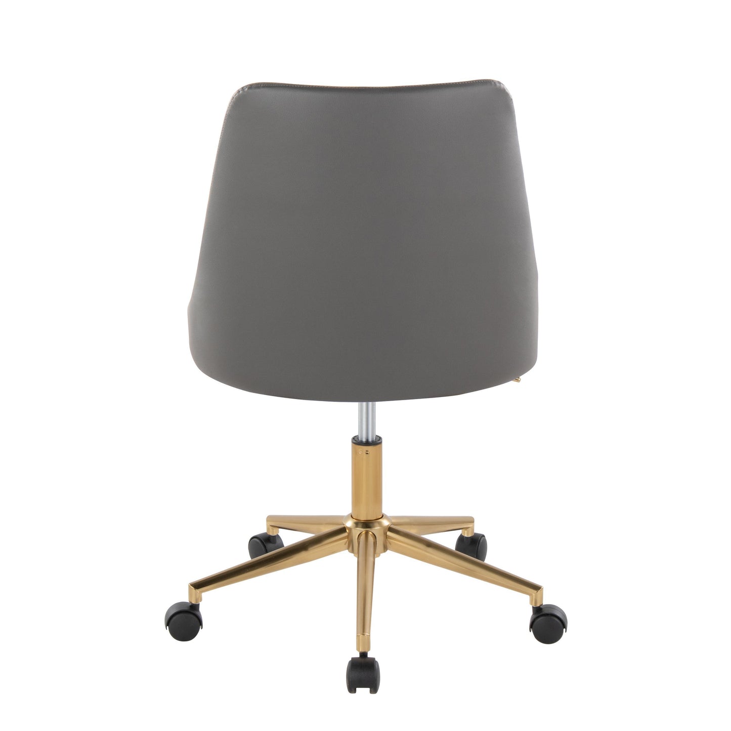 Marche Contemporary Swivel Task Chair with Casters in Gold Metal and Grey Faux Leather by LumiSource