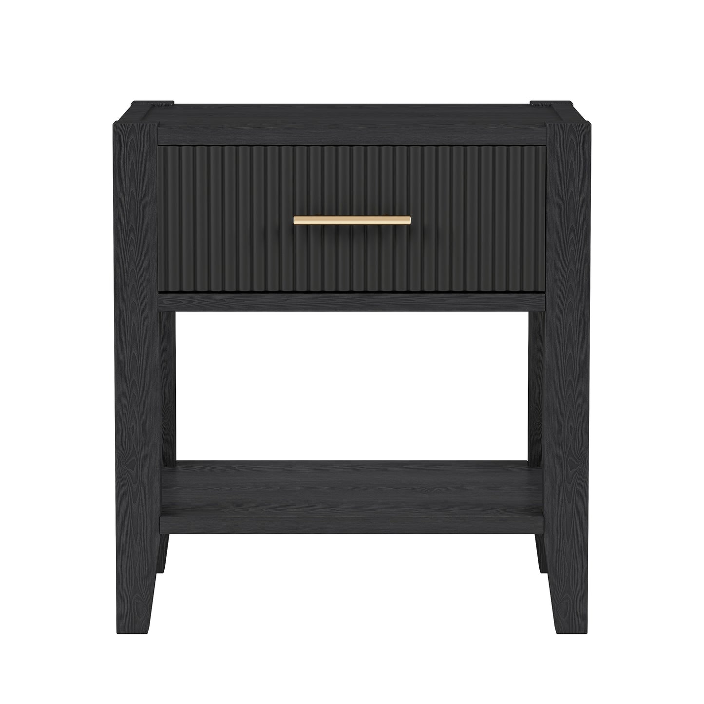 Wooden Nightstand with a Drawer and an Open Storage,End Table for Bedroom, Black