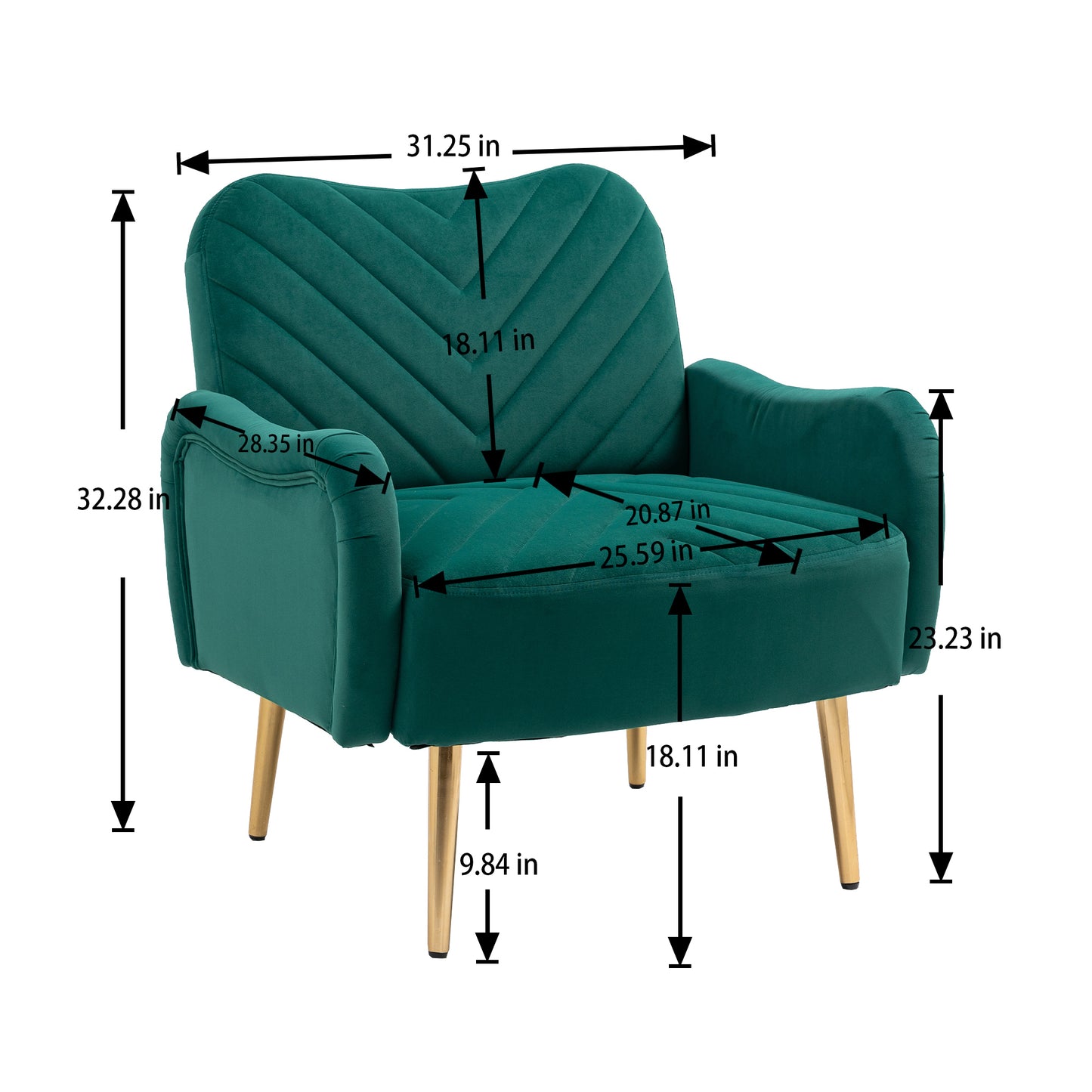 Velvet Chair , Accent  chair/ Living room lesiure chair with metal feet