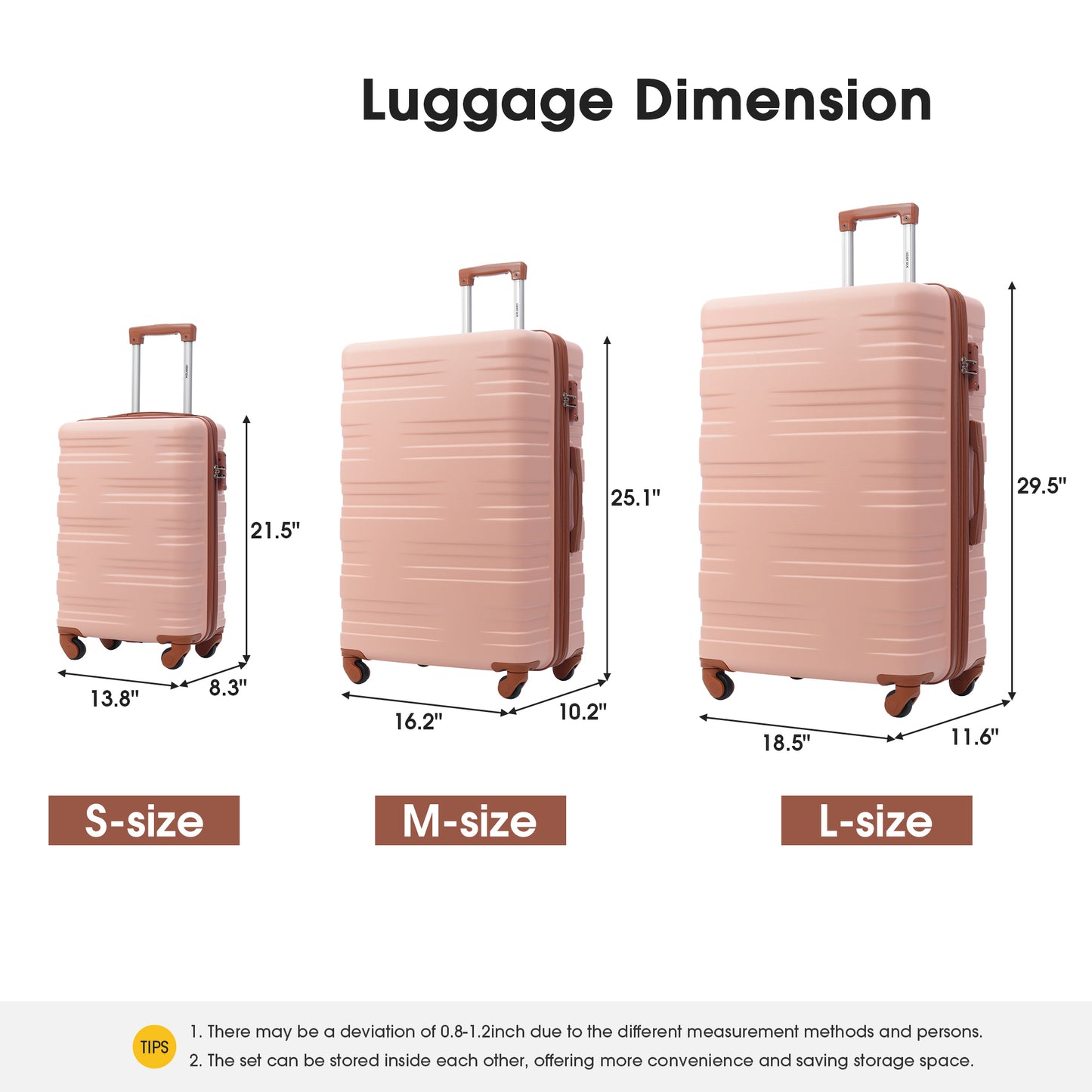 Hardshell Luggage Sets 3 Pcs Spinner Suitcase with TSA Lock Lightweight 20''24''28''