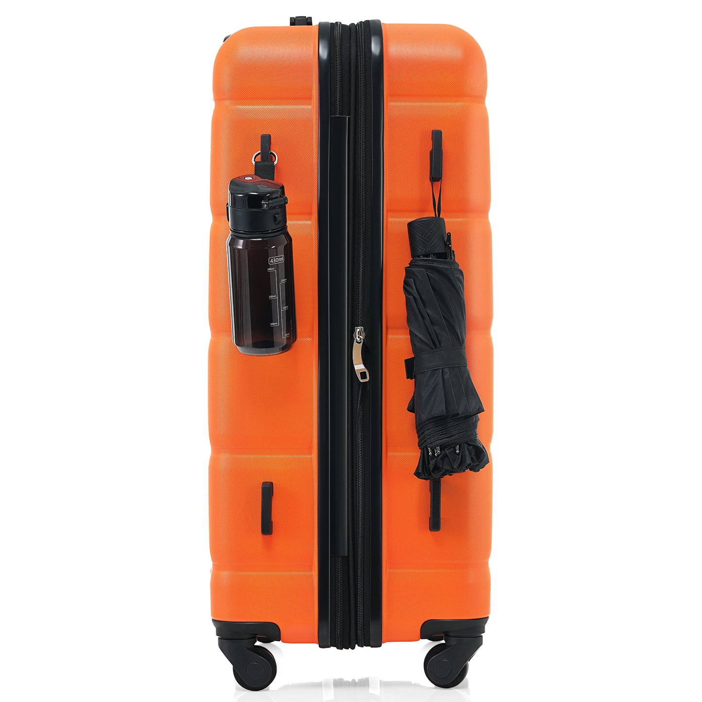 Luggage Set of 3, 20-inch with USB Port, Airline Certified Carry-on Luggage with Cup Holder, ABS Hard Shell Luggage with Spinner Wheels, orange