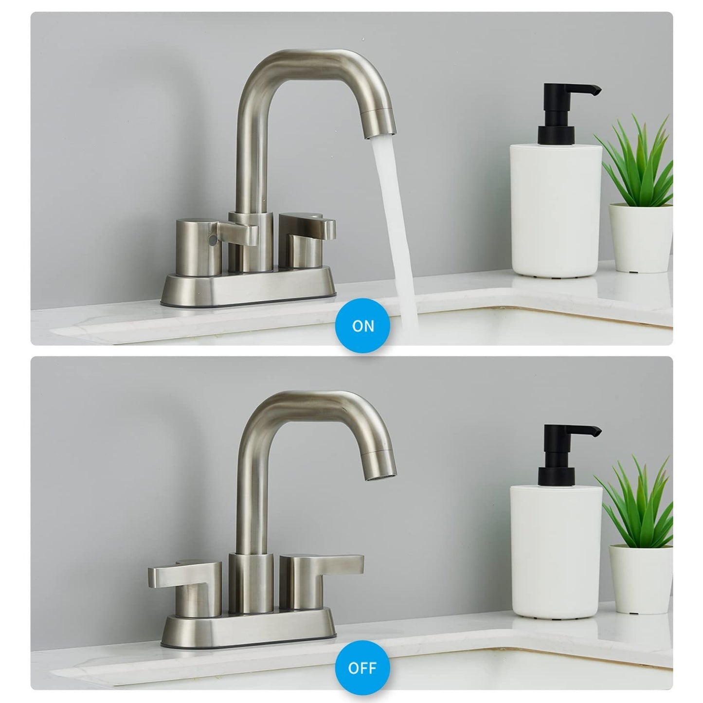 Modern Brushed Nickel 2-Handle Bathroom Sink Faucet