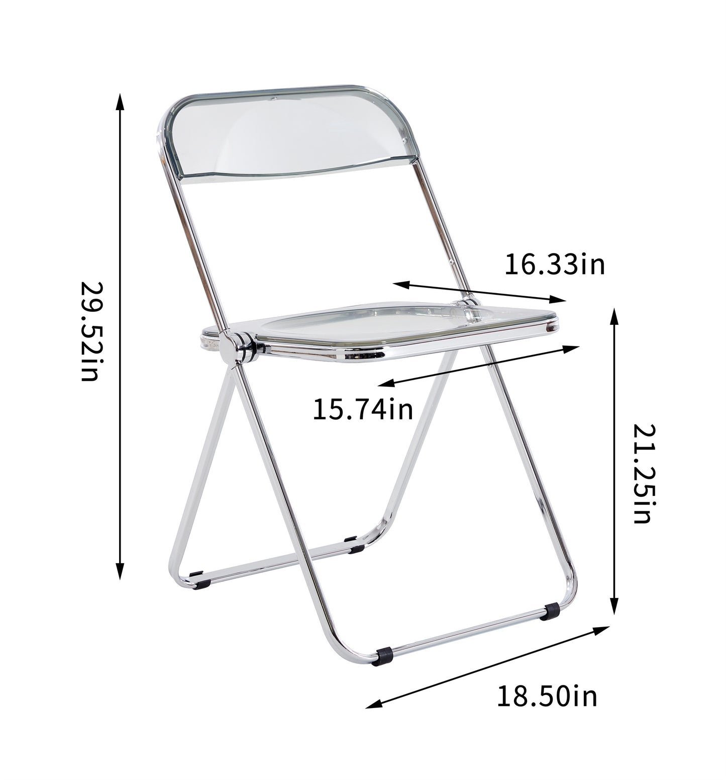 Gray Clear Transparent Folding Chair Chair Pc Plastic Living Room Seat