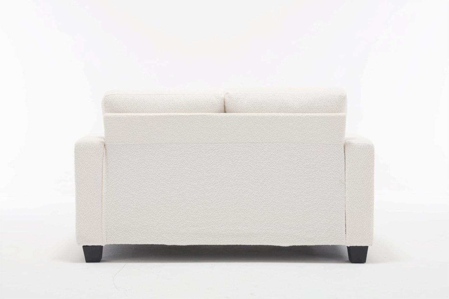 Modern 63 Loveseat for Living Room with Square Armrest and Removable Cushion Set (White & Gray Fabric)