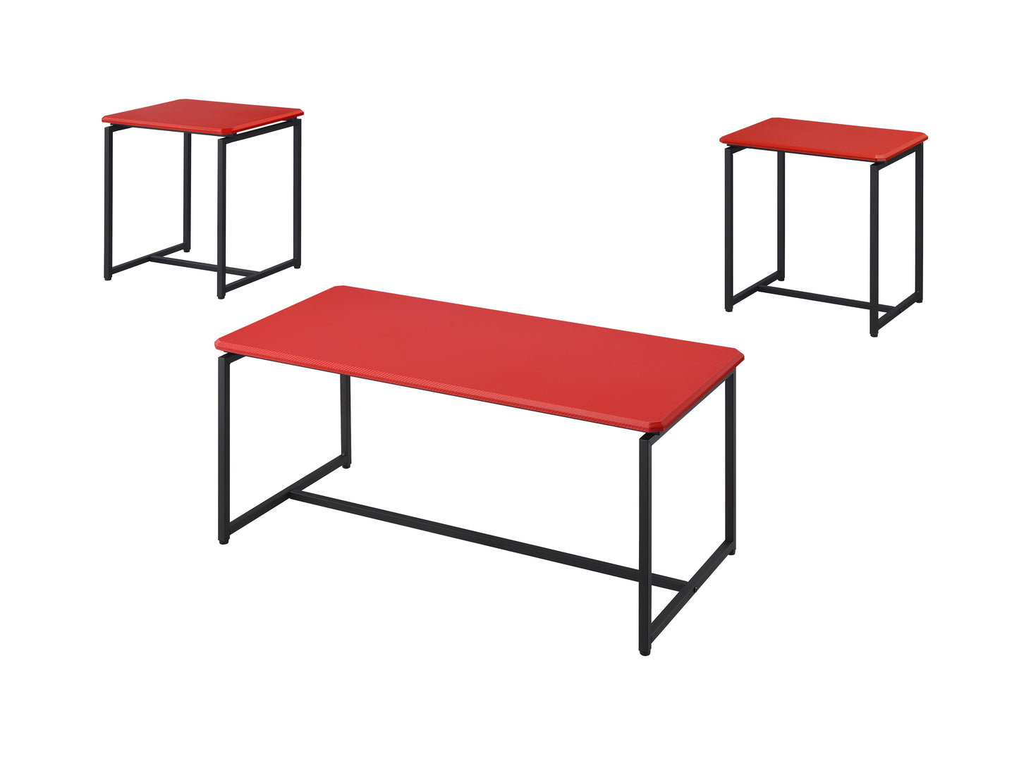 Sleek Red Carbon Fiber Wrap Coffee Table and End Table Set