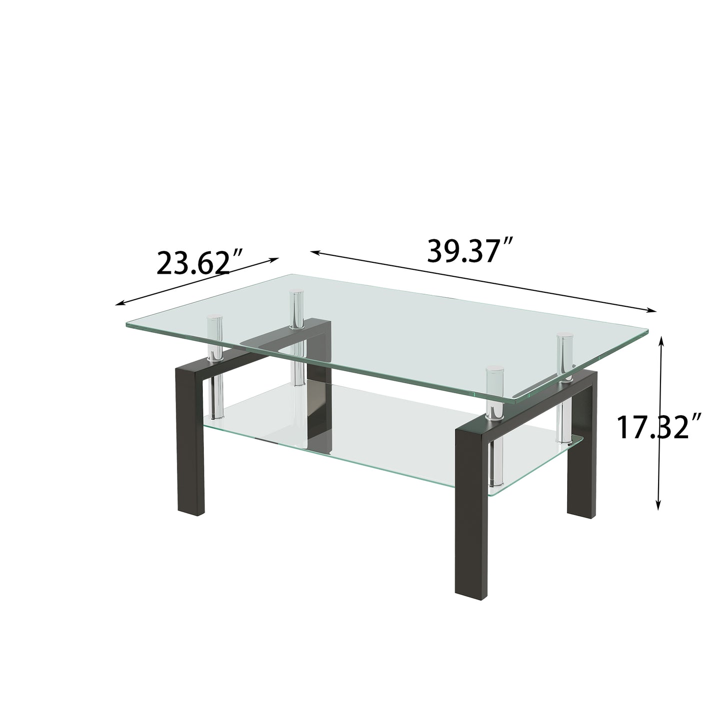 Contemporary 2-Layer Tempered Glass Coffee Table