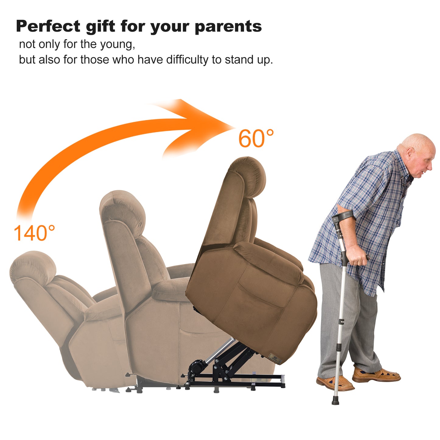 Electric Lift Recliner Chair with Remote Control and Wide Seat for Seniors