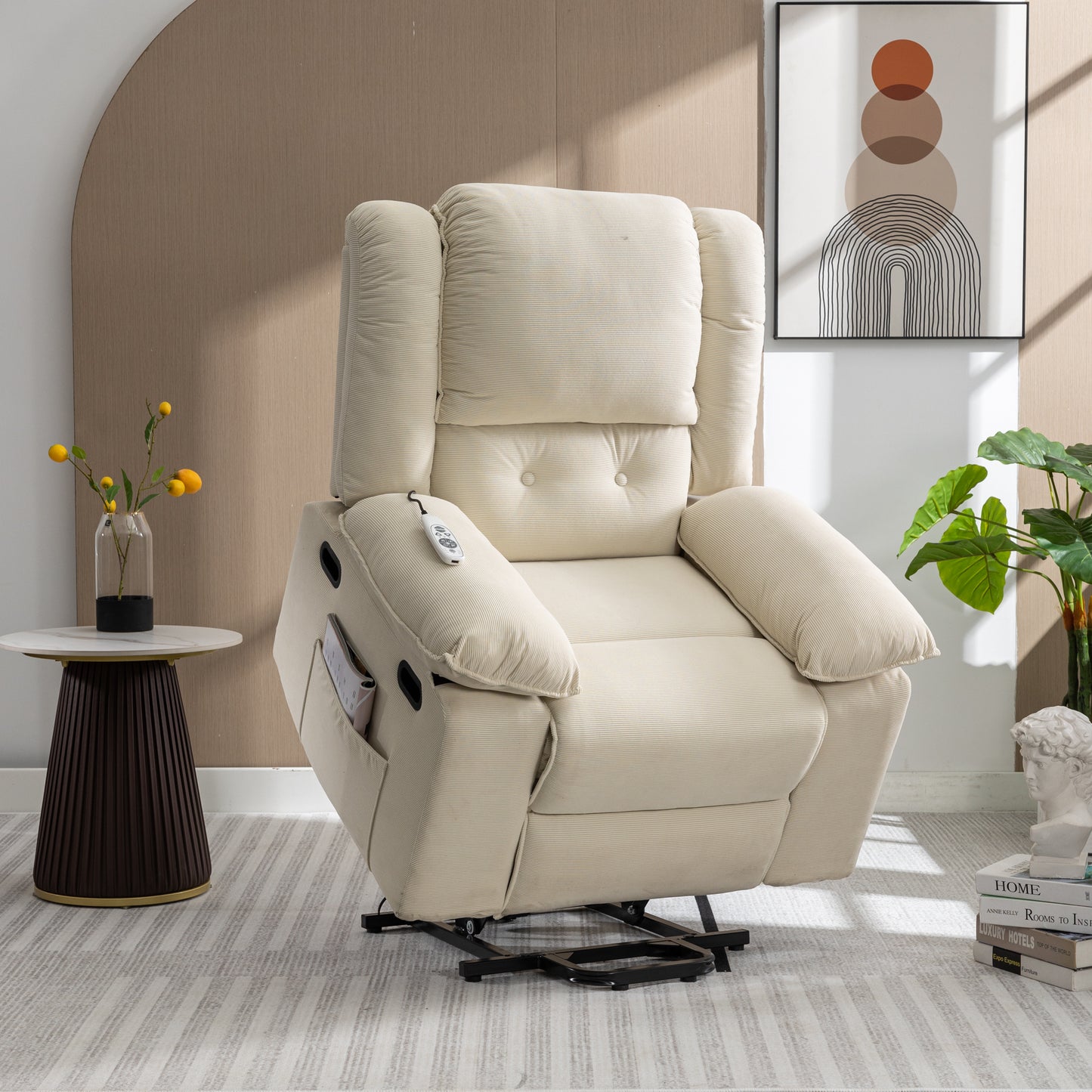 Adjustable Massage and Heating Power Lift Recliner Chair with Side Pocket