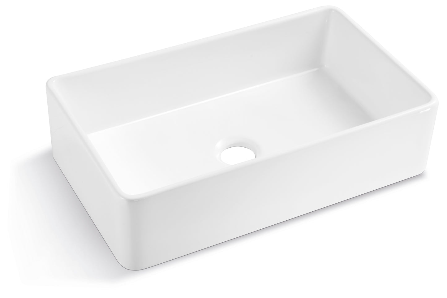 Ceramic Farmhouse Kitchen Sink with Basket Strainer, 33 L X 20 W Single Basin