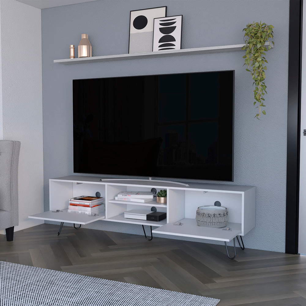 Elevate Your Living Room with the Stylish Franklin White TV Stand with Ample Storage Options