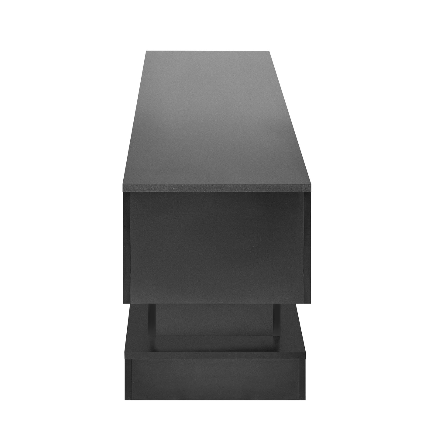 Modern 63-Inch Black TV Stand with LED Lights and Storage Options