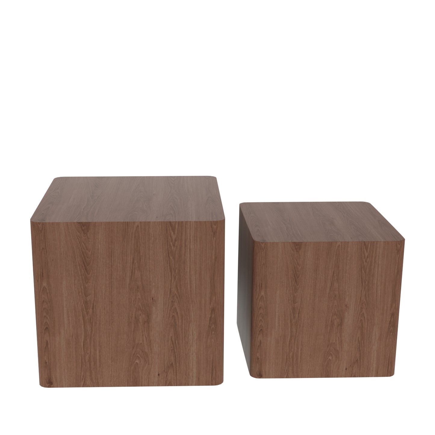 Elegant Walnut MDF Nesting Tables Set of 2 for Living Room, Office, Bedroom