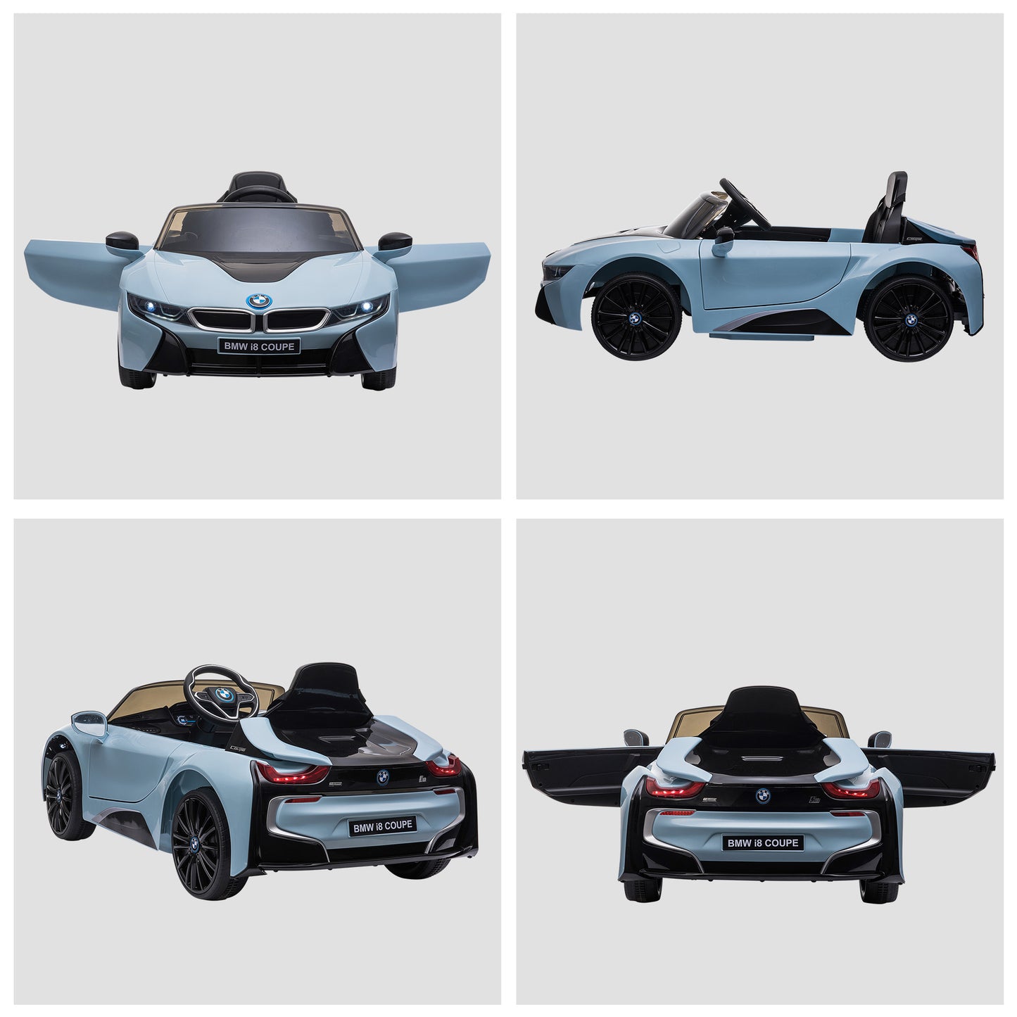 Licensed BMW I8 Coupe Electric Kids Ride-On Car 6V Battery Powered Toy with Remote Control Music Horn Lights MP3 Suspension Wheels for 37-96months old Blue