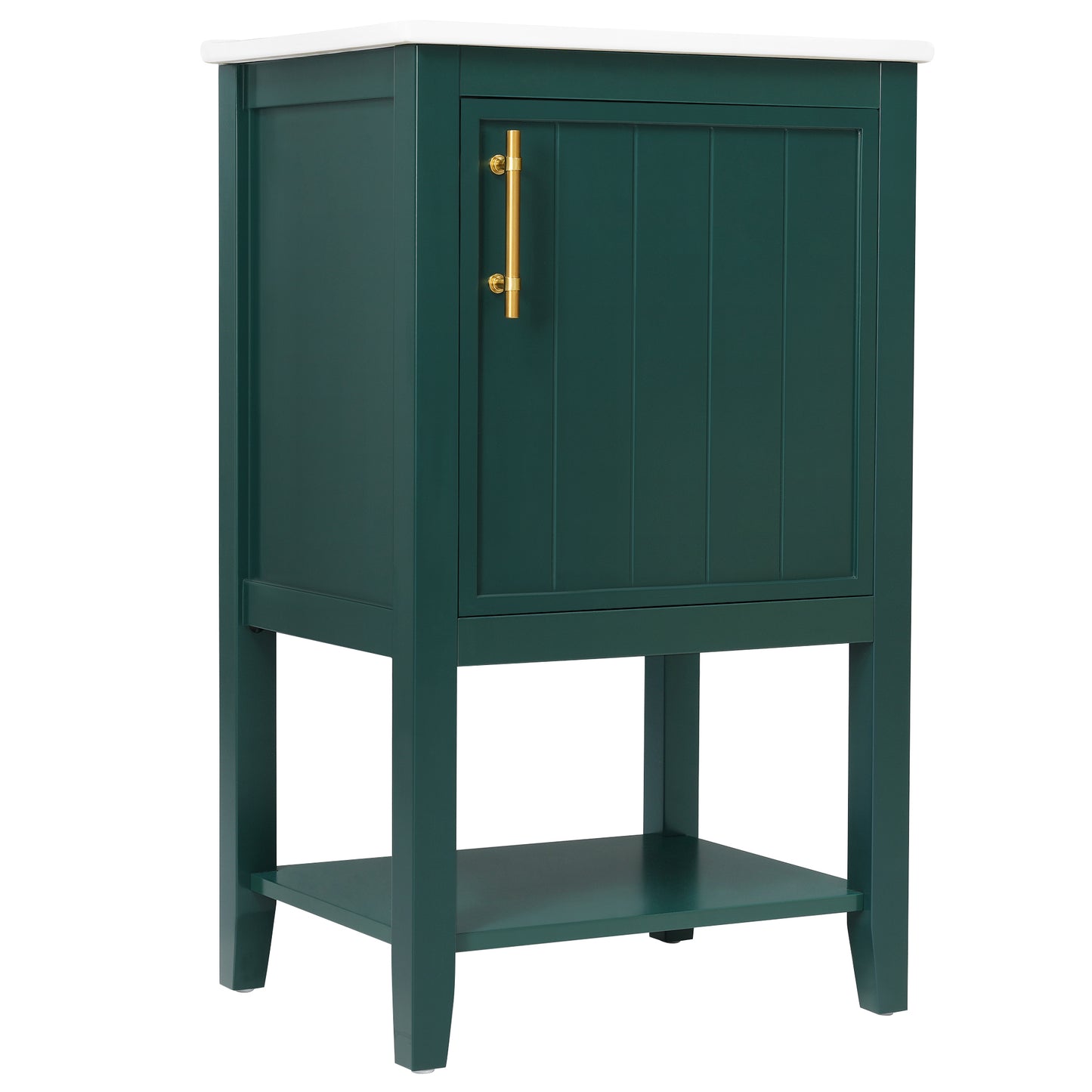 20" Bathroom Vanity with Sink, Bathroom Cabinet with Soft Closing Door, Storage Rack and Open Shelf, Green