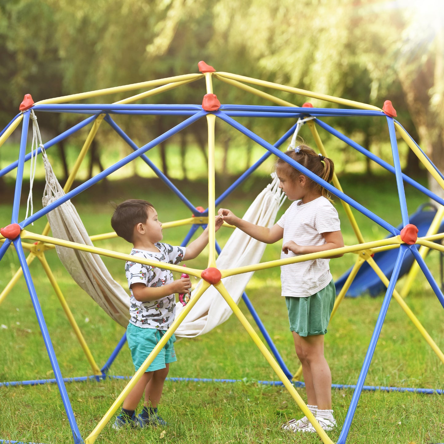 Children's Geometric Jungle Gym Dome Climber - 10 ft Playground Climbing Frame with Rust & UV Resistant Steel, Supports 1000 LBS