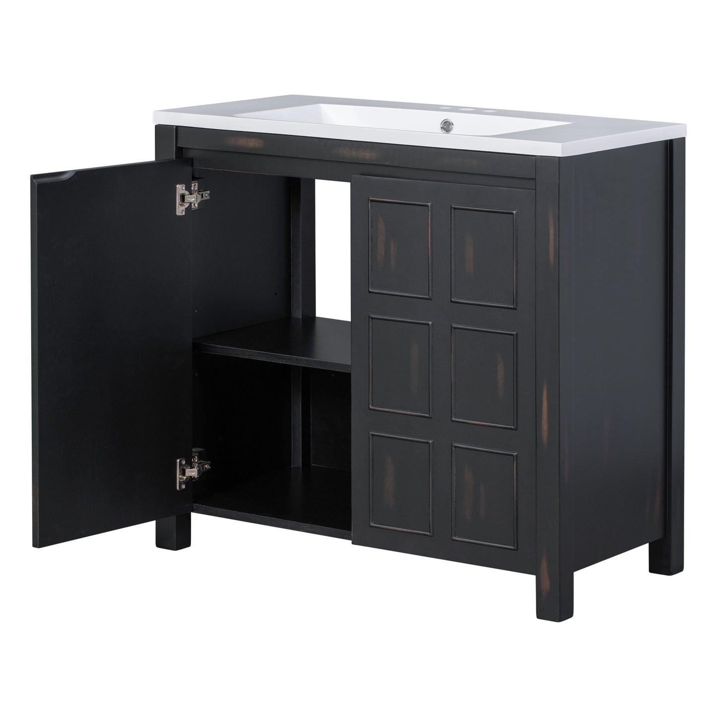 36" Bathroom Vanity Organizer with Sink, Combo Cabinet Set, Bathroom Storage Cabinet, Retro Espresso(the same with SV000004AAE)