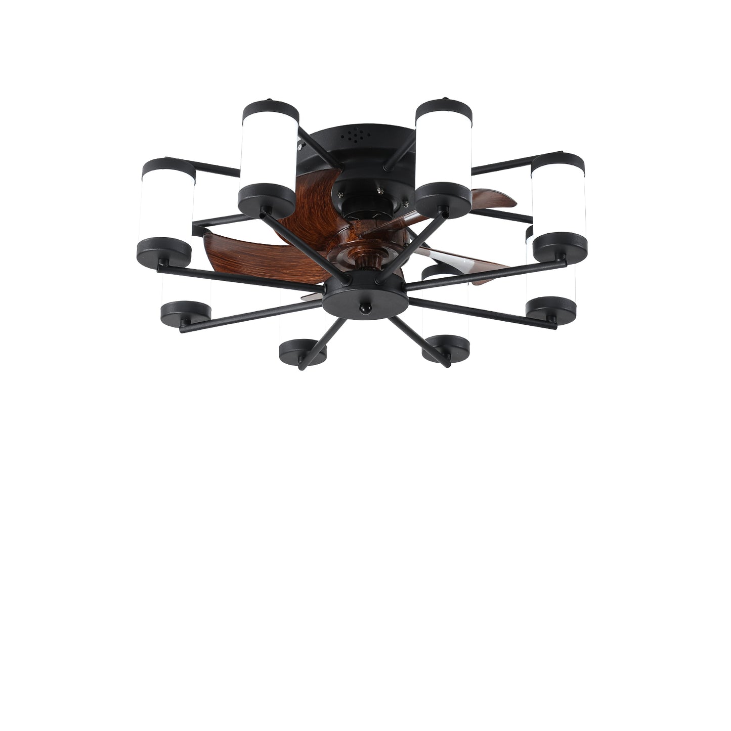 Windmill-inspired 21.7 inch Ceiling Fan Light - Flush Mount Fan with Remote Control, Timer, Black