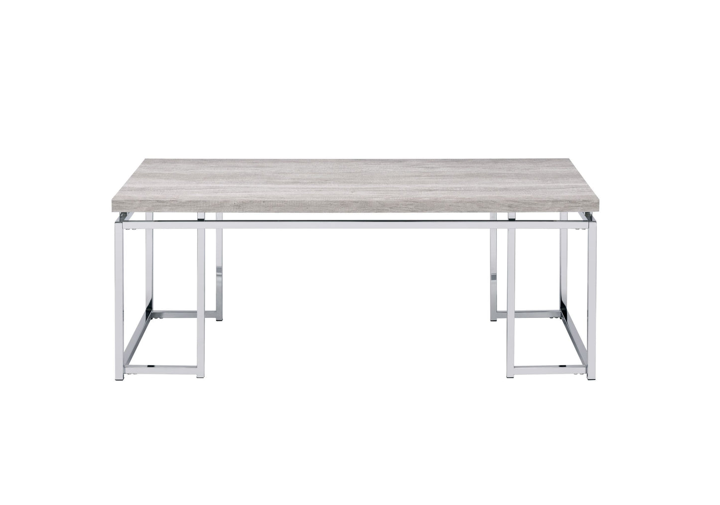 Chafik Contemporary Coffee Table in Natural Oak & Chrome