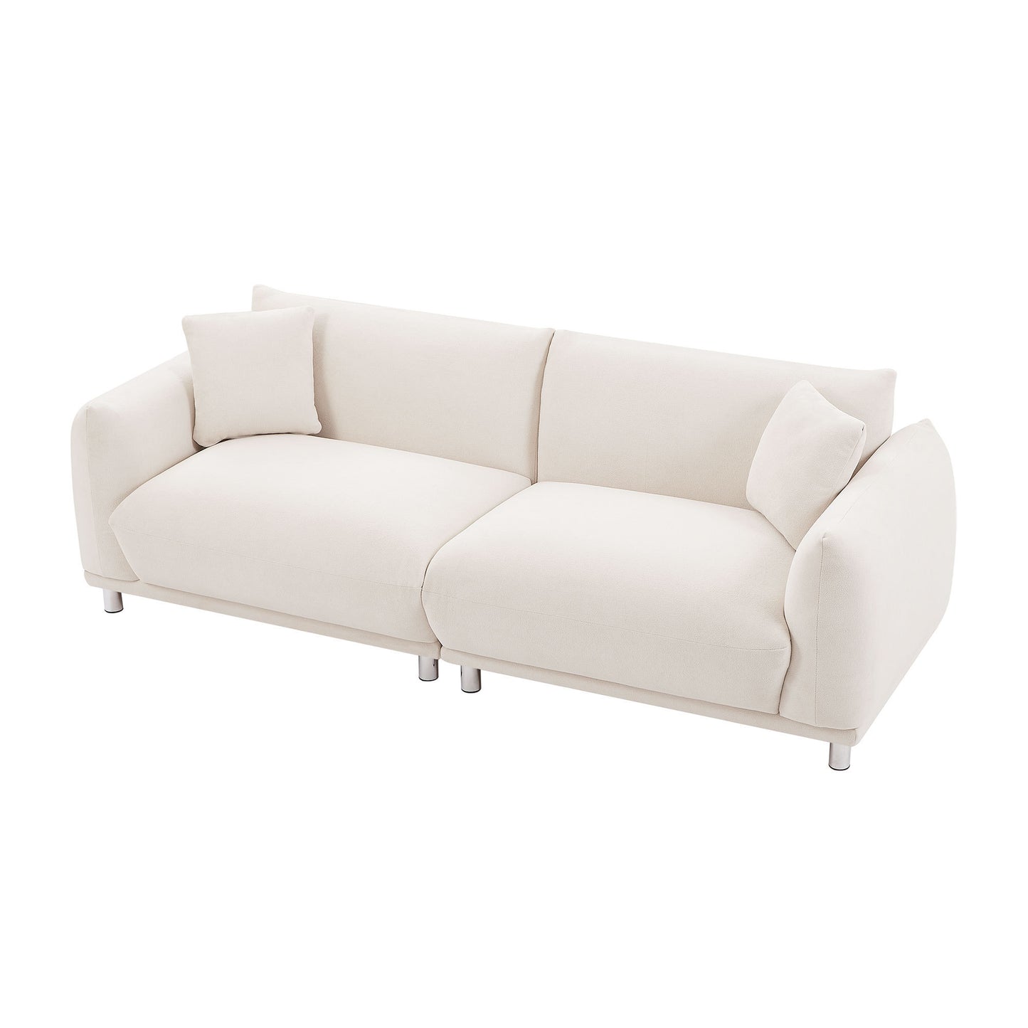 Modern Couch 88.58'' Bread-Like Sofa with 2 Pillows and Metal Feet,Beige