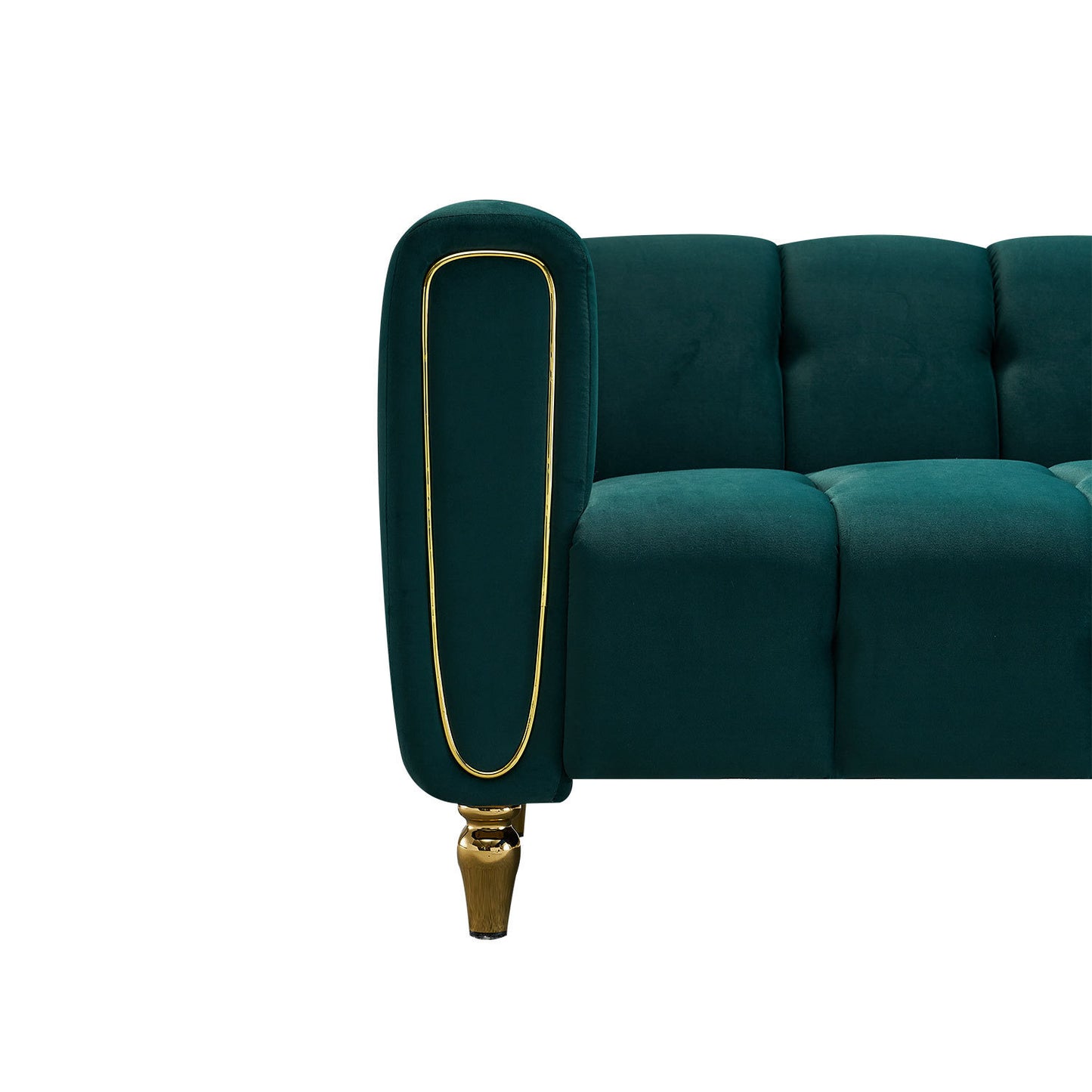 Modern Velvet Sofa 83.07 inch for Living Room Green Color