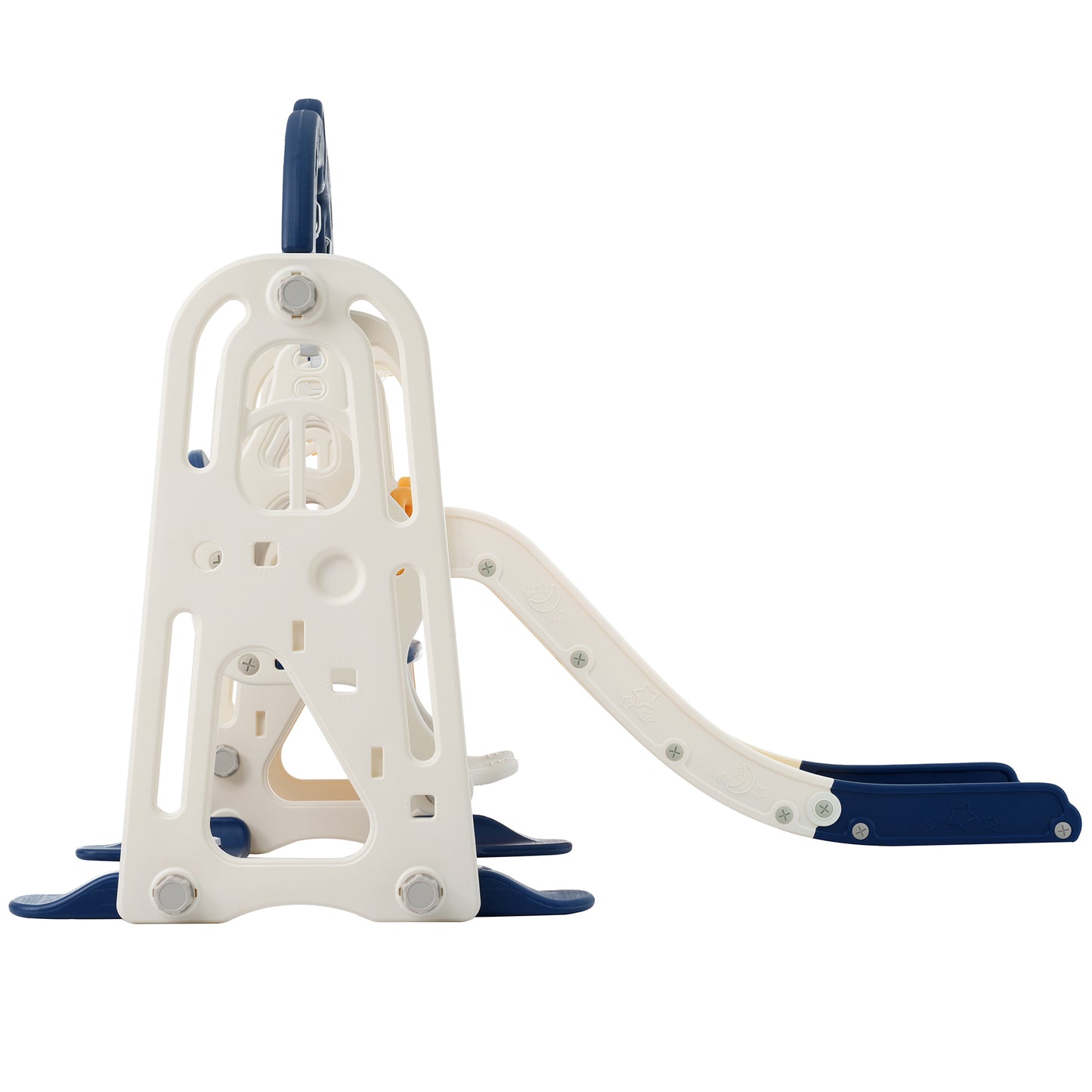 3-in-1 Toddler Slide and Swing Set with Basketball Hoop and Alphabet Themed Slide