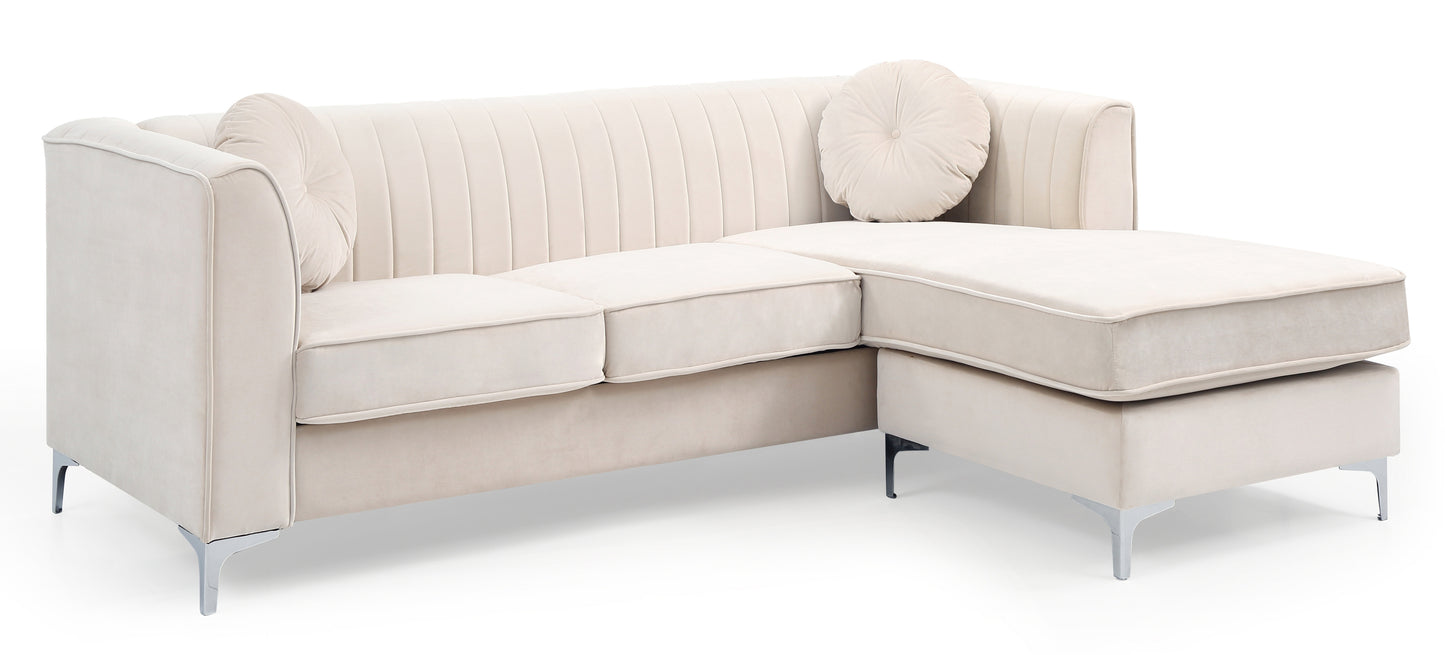 Delray G797B-SC Ivory Velvet Sofa Chaise (3 Boxes)