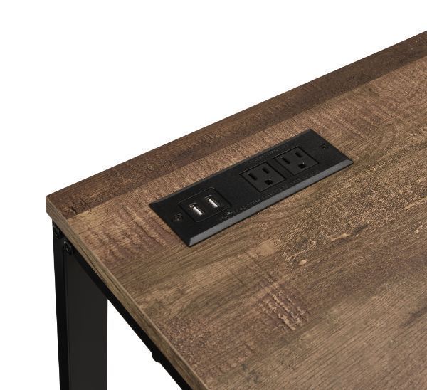 Tyrese Modern Desk with USB Port, Walnut & Black Finish