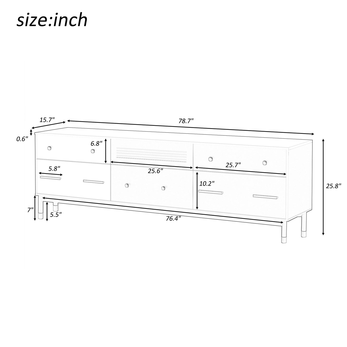 Modern TV Stand with Storage for 75+ Inch TV, Entertainment Center Console Cabinet