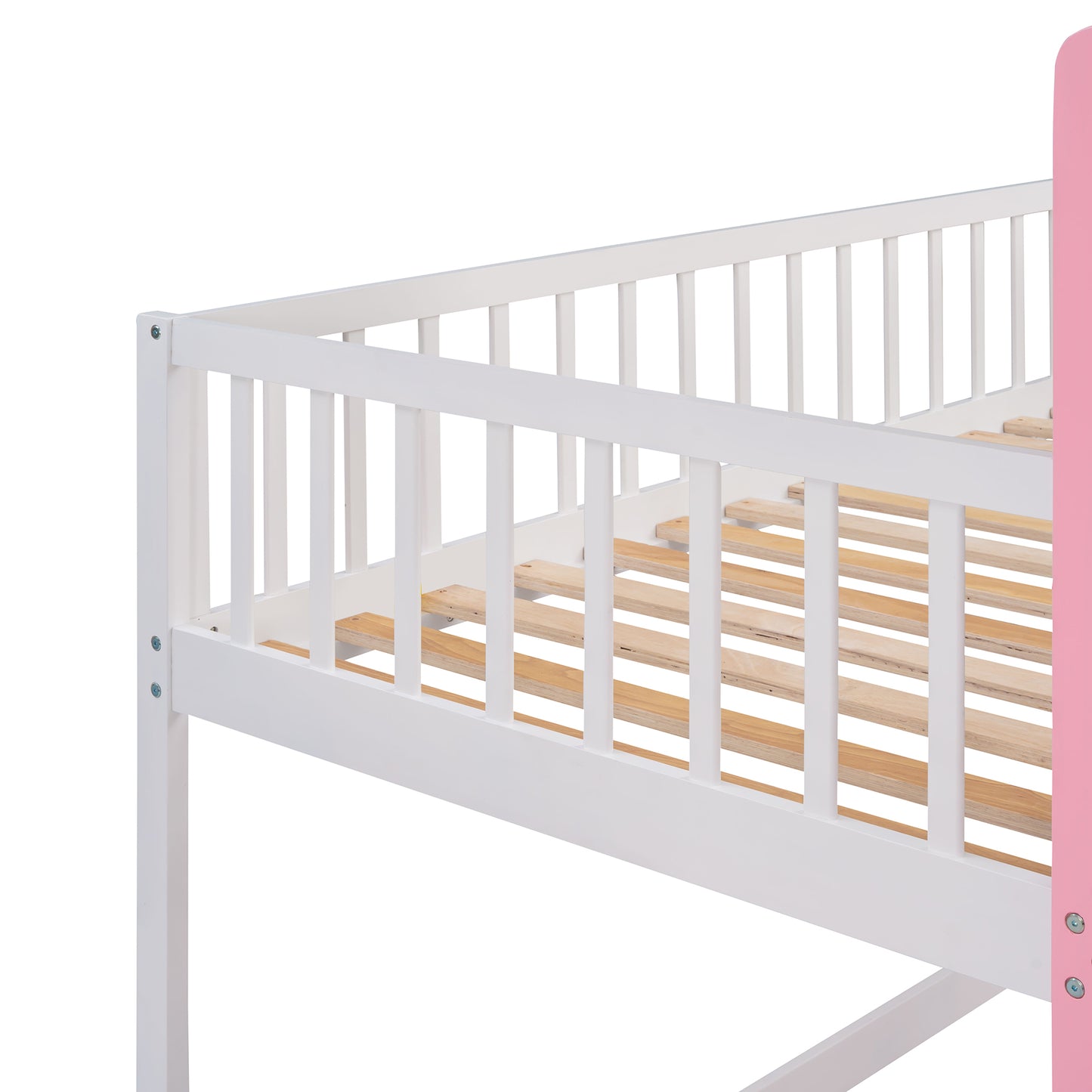 Twin Pink Castle Bunk Bed with Ladder & Play Space