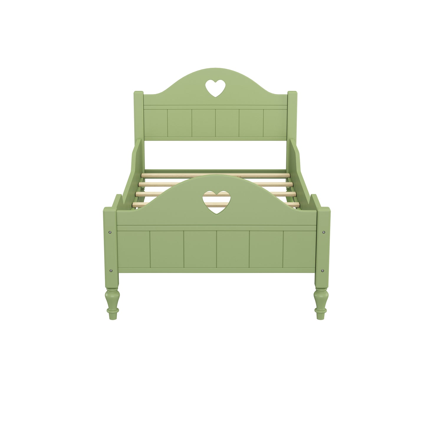 Macaron Twin Size Toddler Bed with Side Safety Rails and Headboard and Footboard,Oliver Green